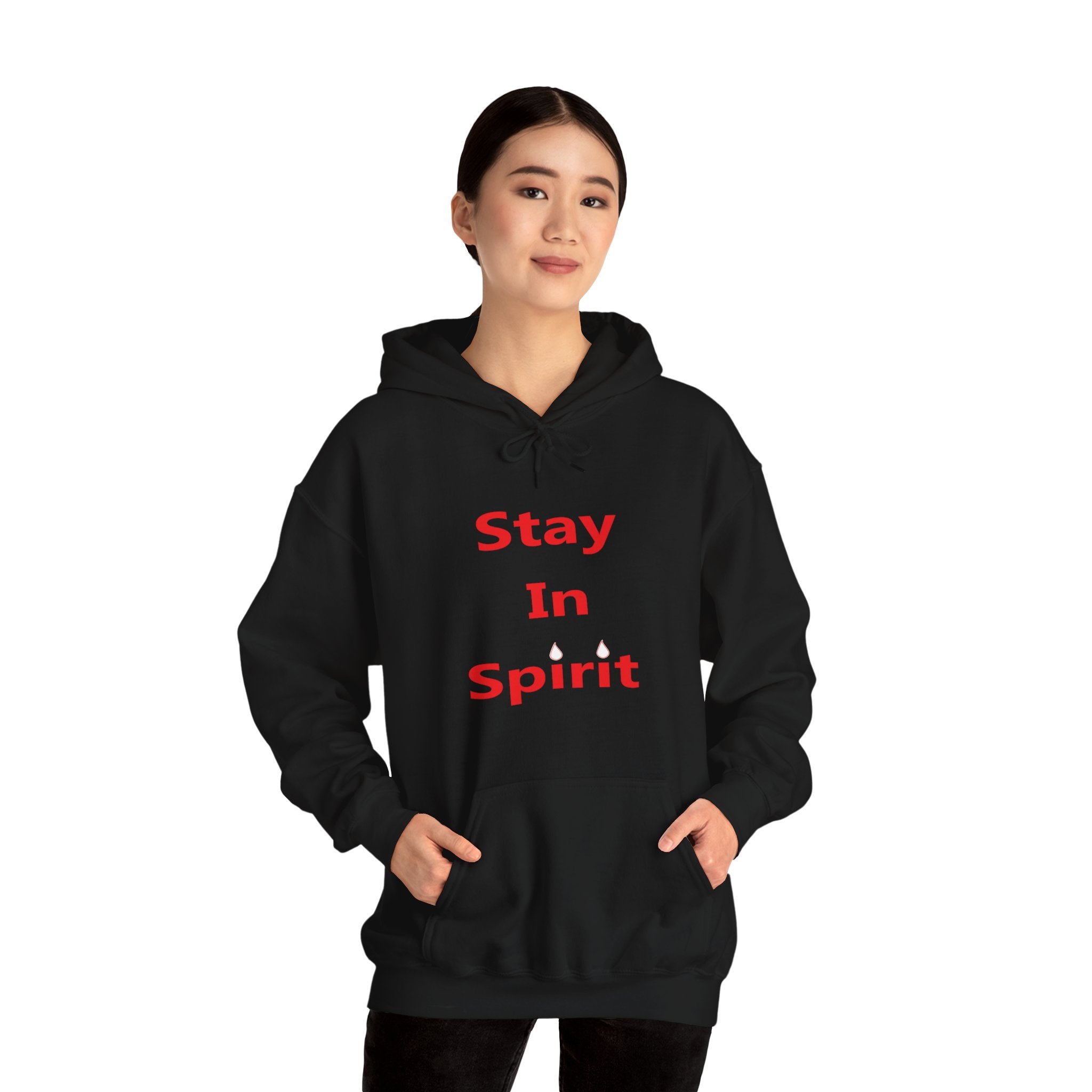 Stay In Spirit Red Lettered Unisex Heavy Blend™ Hooded Sweatshirt