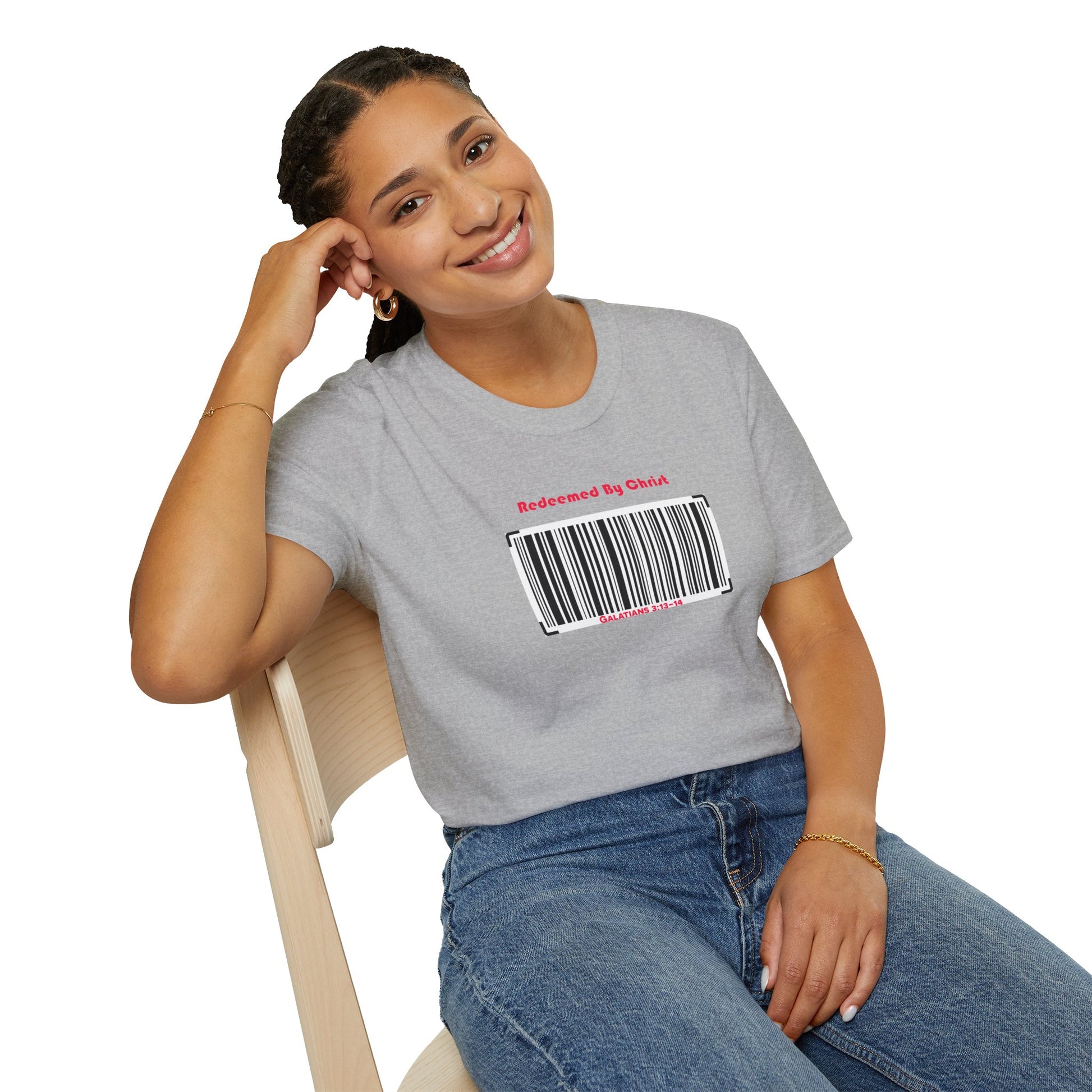 Redeemed By Christ (Red/Black) Unisex Softstyle T-Shirt - Stay In Spirit Shop