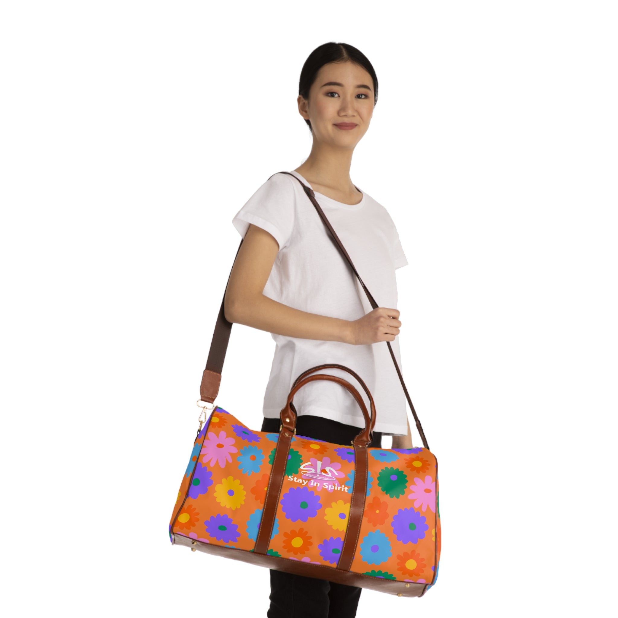 Stay In Spirit Orange Flower Waterproof Travel Bag (Luxury) - Stay In Spirit Shop