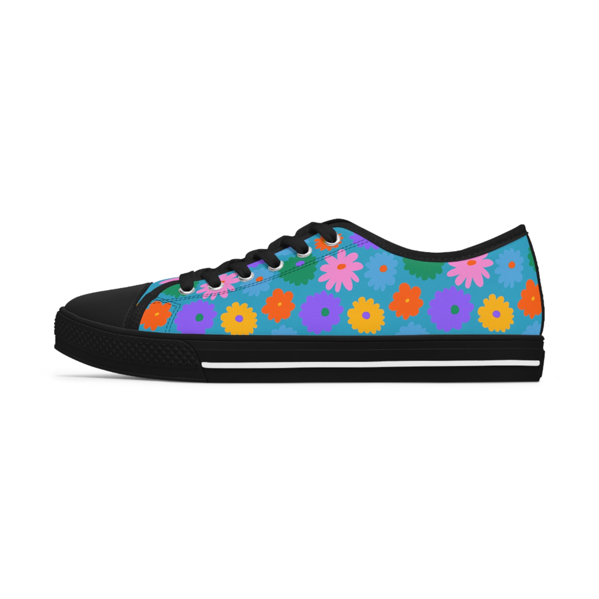 Stay In Spirit Turquoise Flower Women's Low Top Shoes - Stay In Spirit Shop