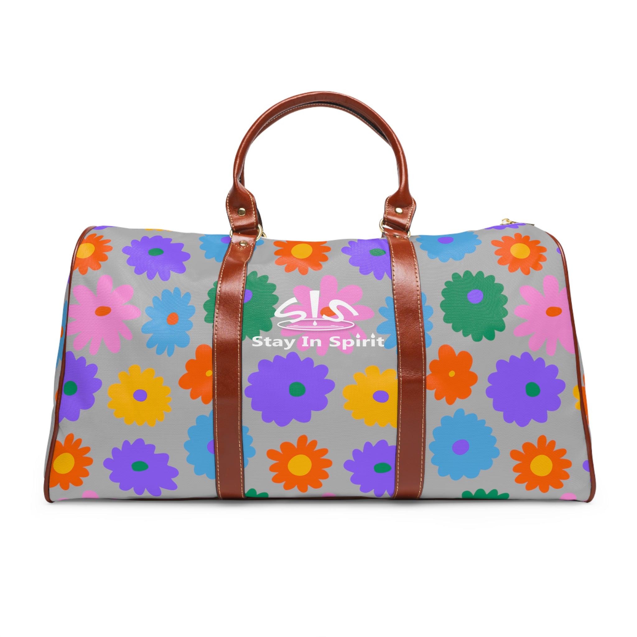 Stay In Spirit Gray Flower Waterproof Travel Bag (Luxury) - Stay In Spirit Shop