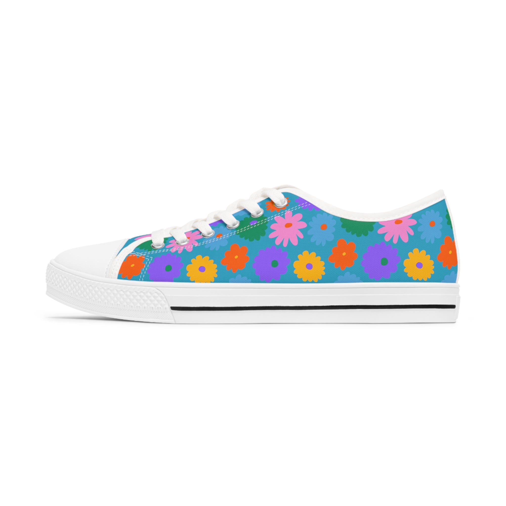 Stay In Spirit Turquoise Flower Women's Low Top Shoes - Stay In Spirit Shop