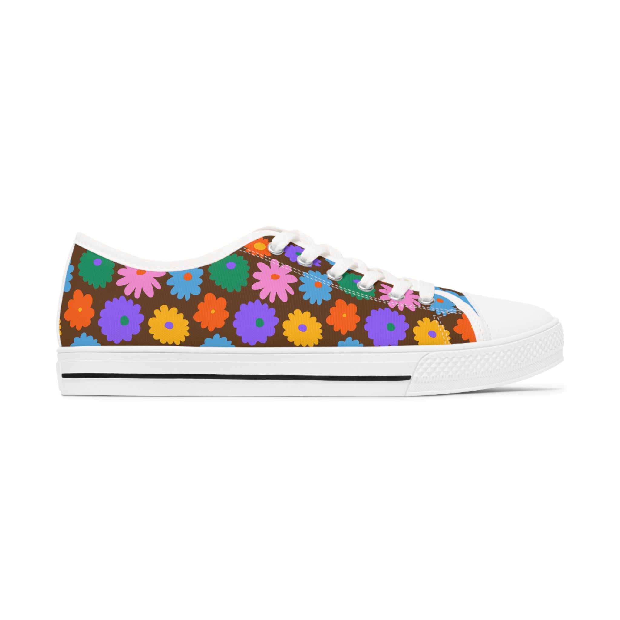 Stay In Spirit Brown Flower Women's Low Top Shoes - Stay In Spirit Shop