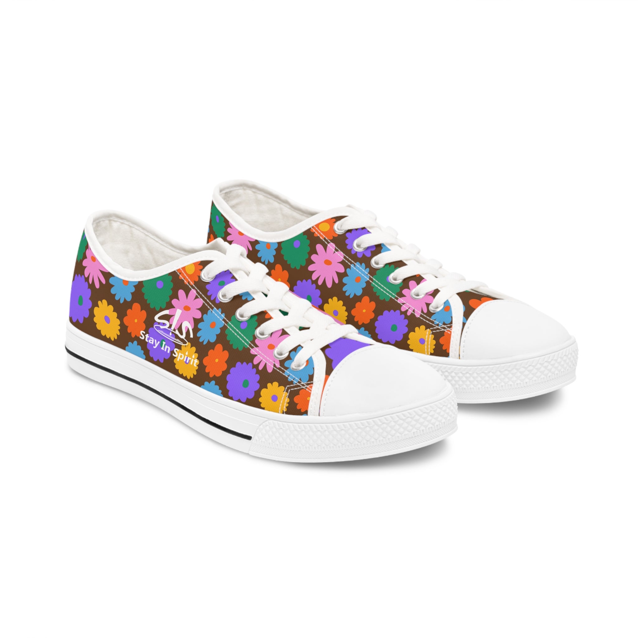 Stay In Spirit Brown Flower Women's Low Top Shoes - Stay In Spirit Shop