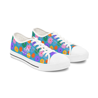 Stay In Spirit Turquoise Flower Women's Low Top Shoes - Stay In Spirit Shop