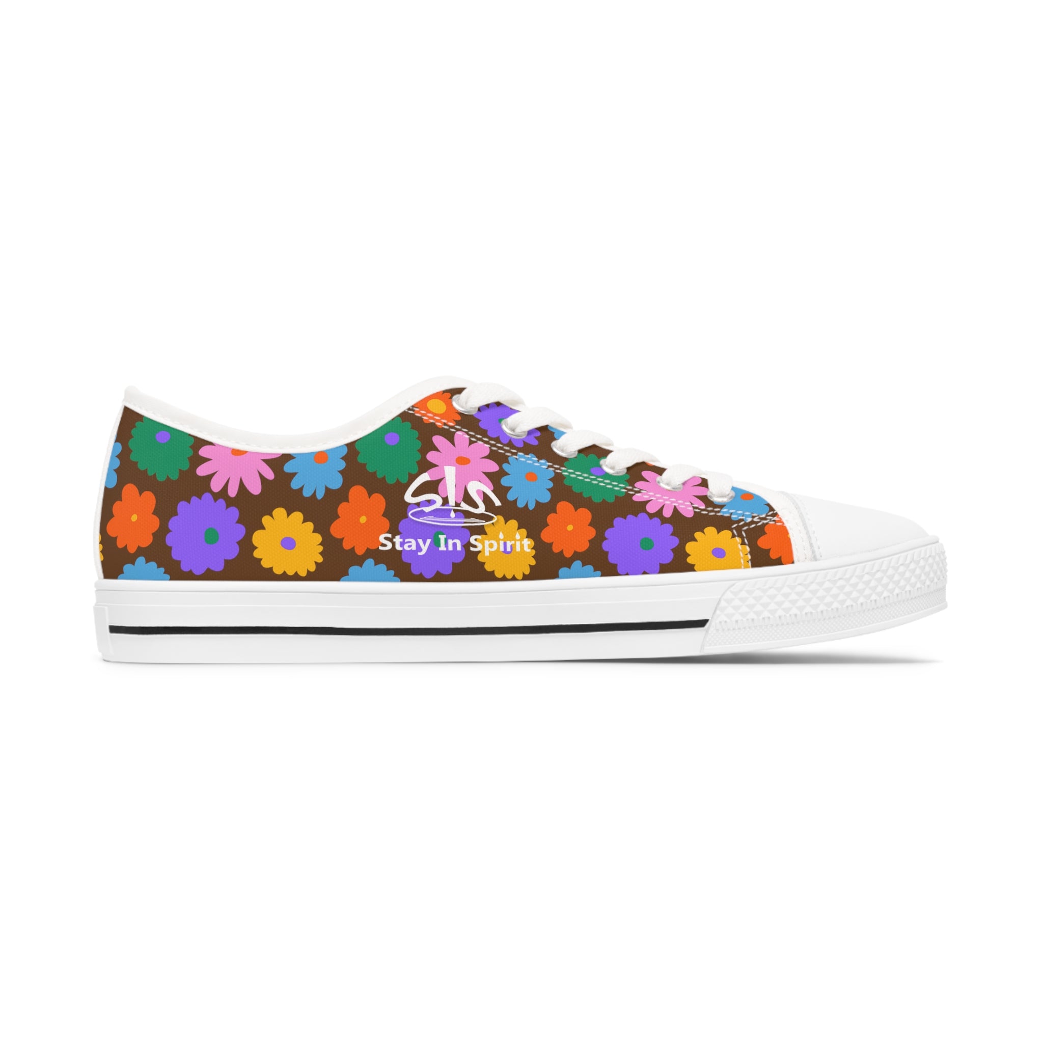 Stay In Spirit Brown Flower Women's Low Top Shoes - Stay In Spirit Shop