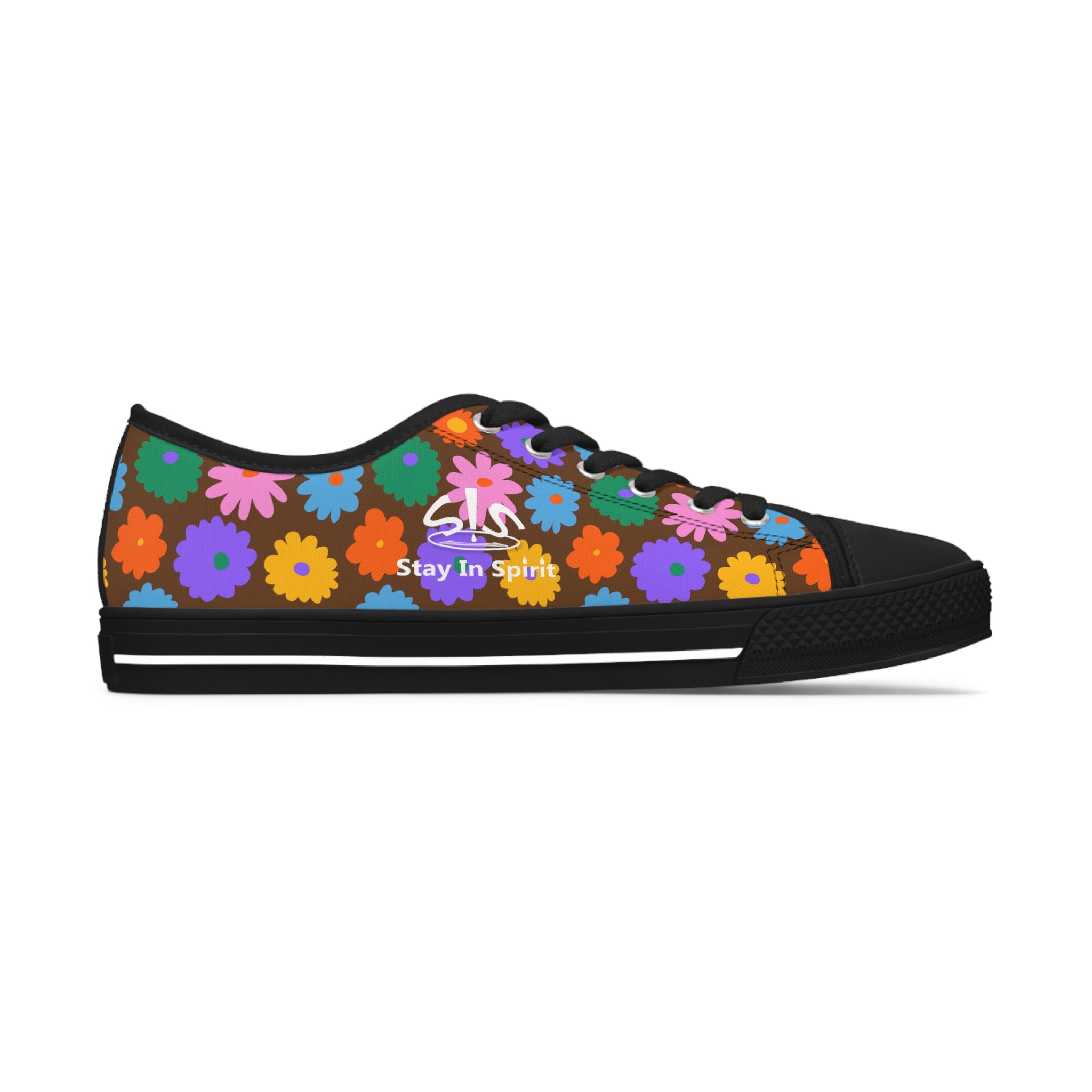 Stay In Spirit Brown Flower Women's Low Top Shoes - Stay In Spirit Shop