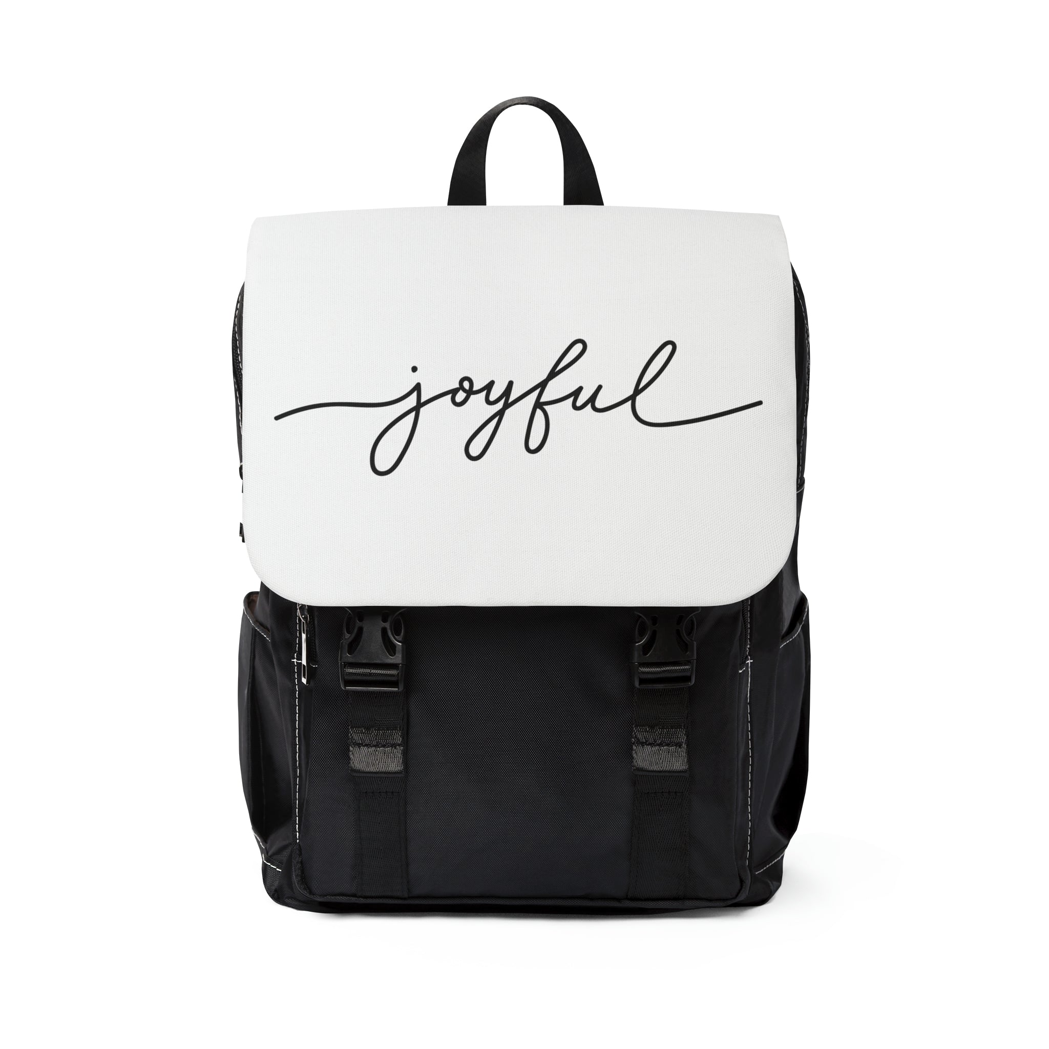 Joyful Black/White Unisex Casual Shoulder Backpack - Stay In Spirit Shop