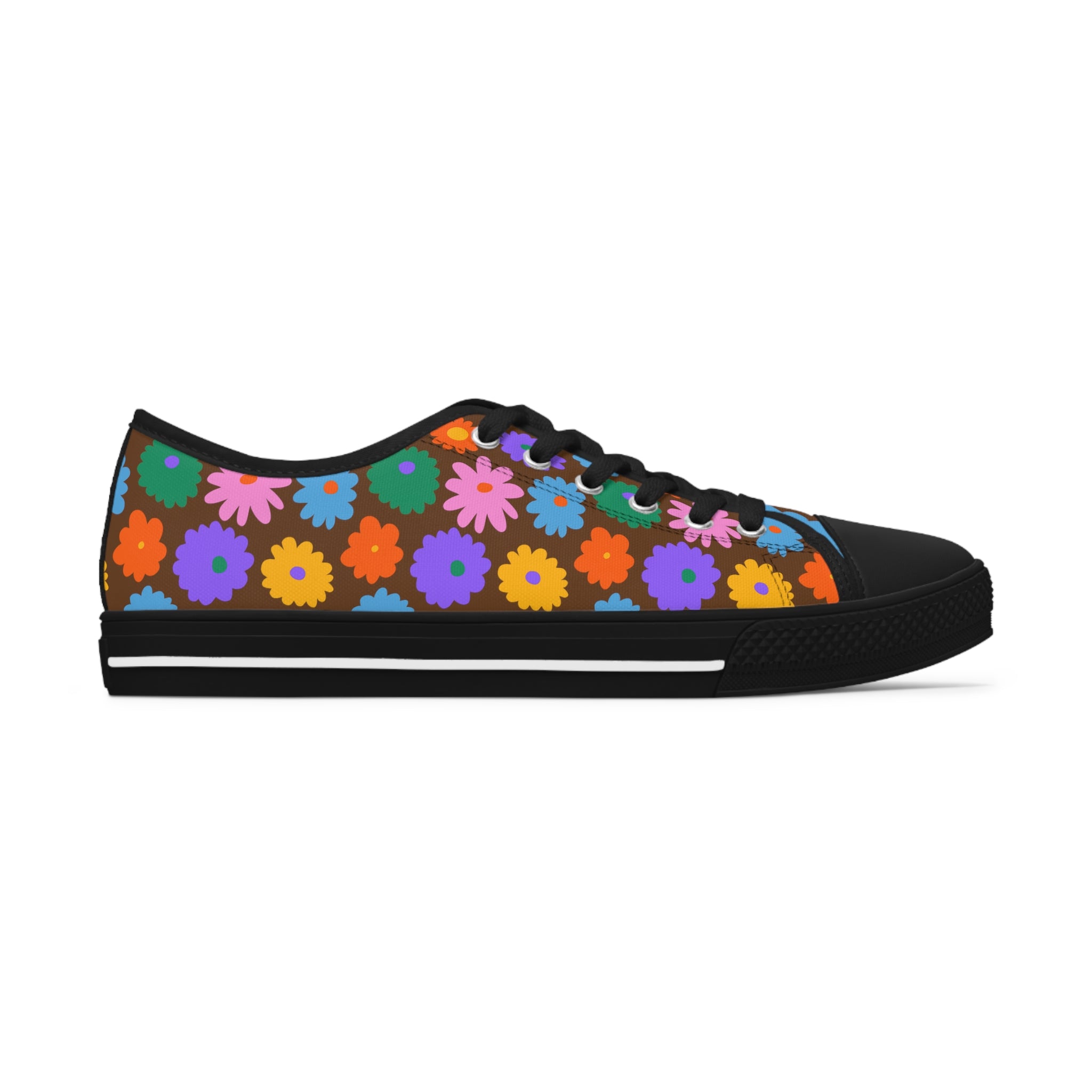 Stay In Spirit Brown Flower Women's Low Top Shoes - Stay In Spirit Shop