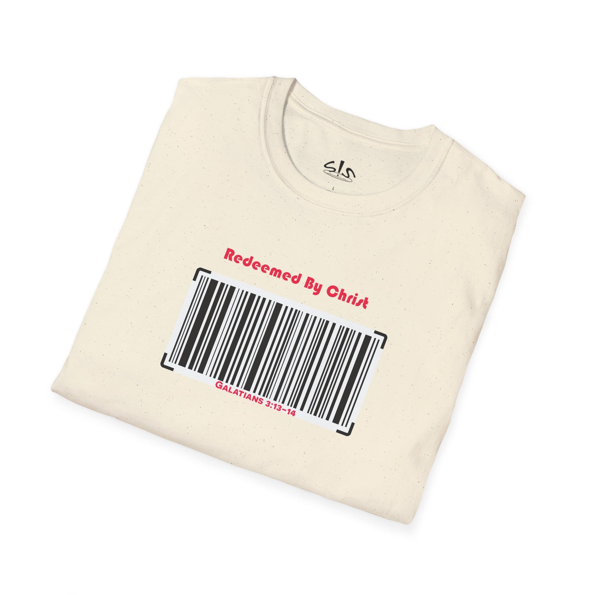 Redeemed By Christ (Red/Black) Unisex Softstyle T-Shirt - Stay In Spirit Shop