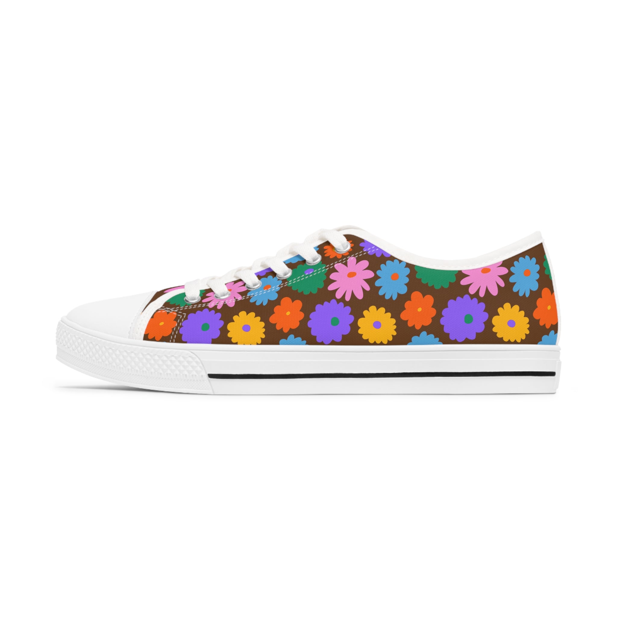 Stay In Spirit Brown Flower Women's Low Top Shoes - Stay In Spirit Shop