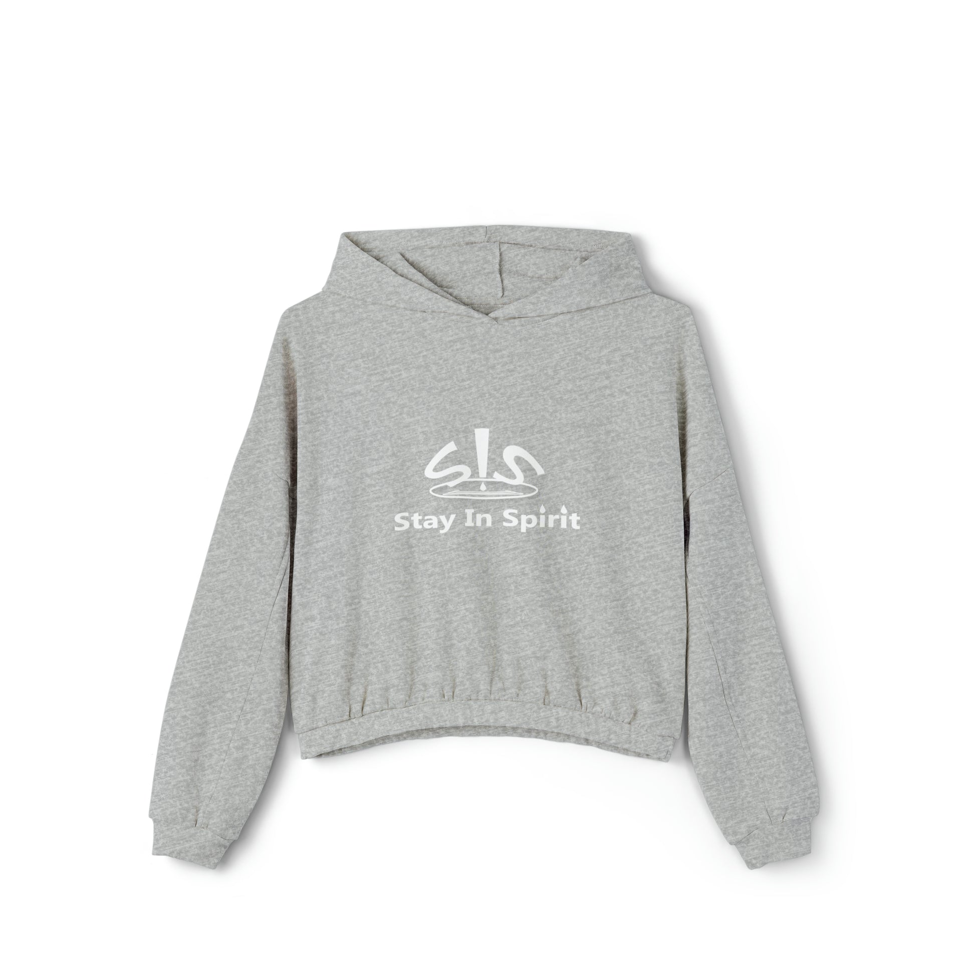 Women's Stay In Spirit White Logo Cinched Bottom Hoodie - Stay In Spirit Shop