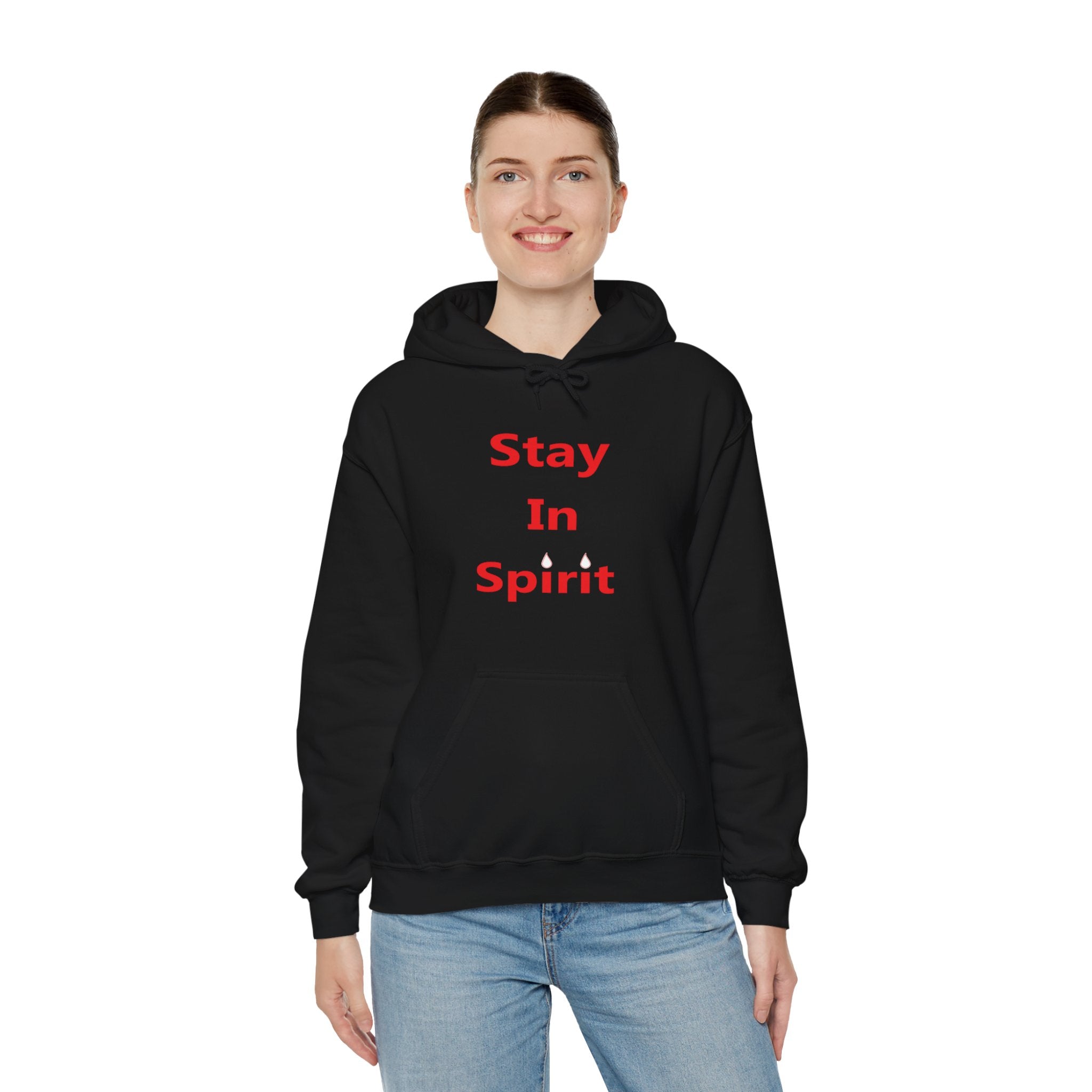 Stay In Spirit Red Lettered Unisex Heavy Blend™ Hooded Sweatshirt