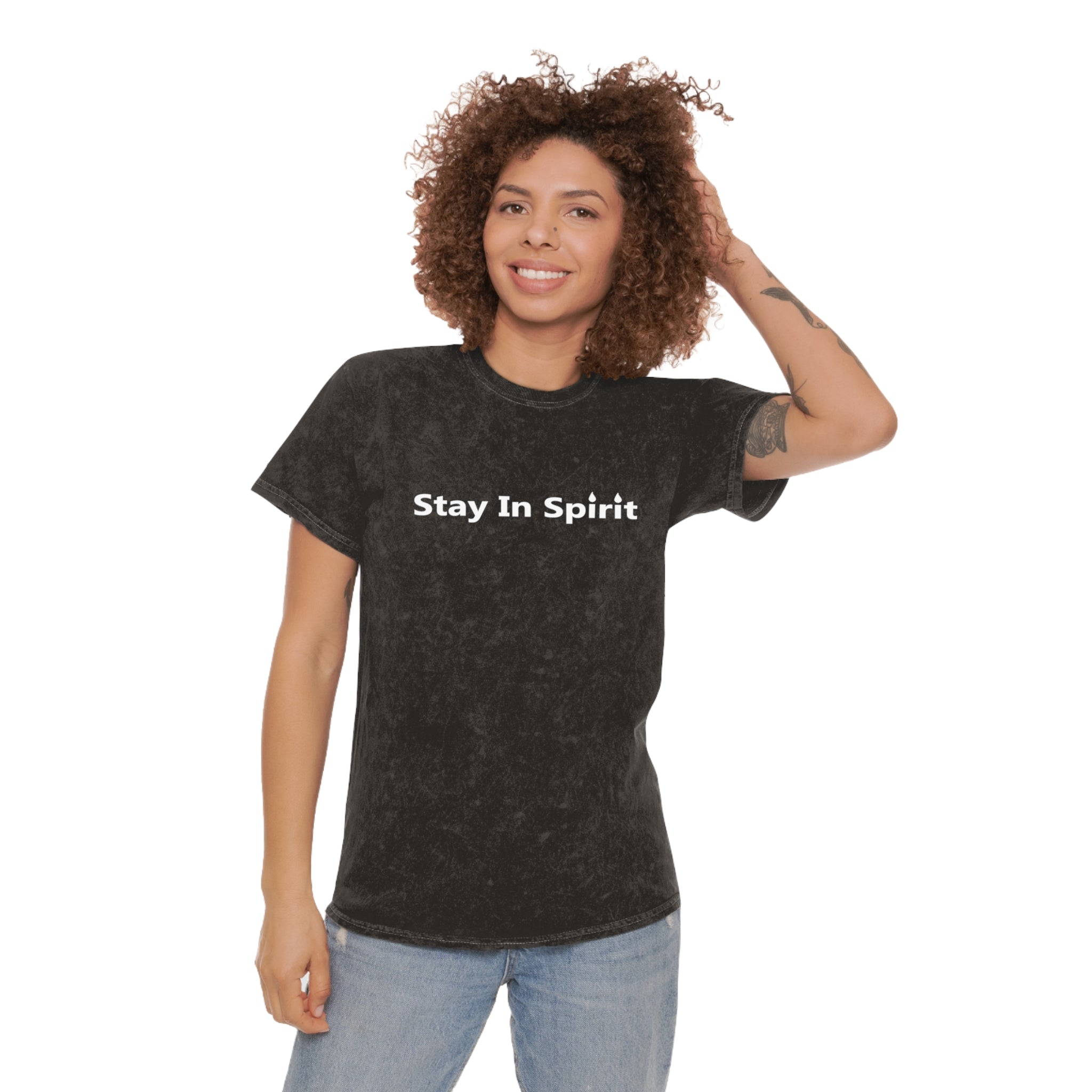 Stay In Spirit White Lettered Unisex Mineral Wash T-Shirt - Stay In Spirit Shop