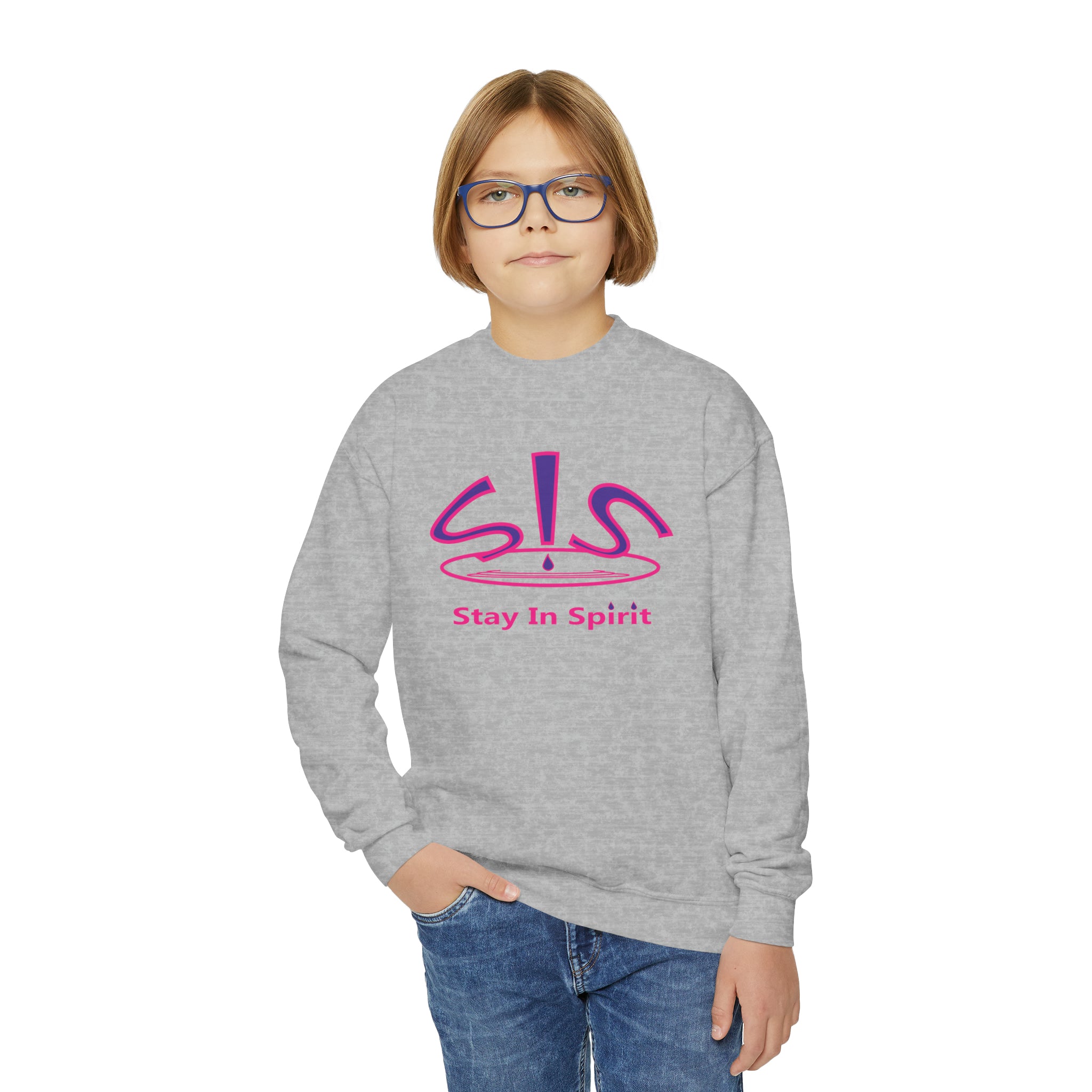 Stay In Spirit Logo (Purple/Pink) Youth Crewneck Sweatshirt - Stay In Spirit Shop