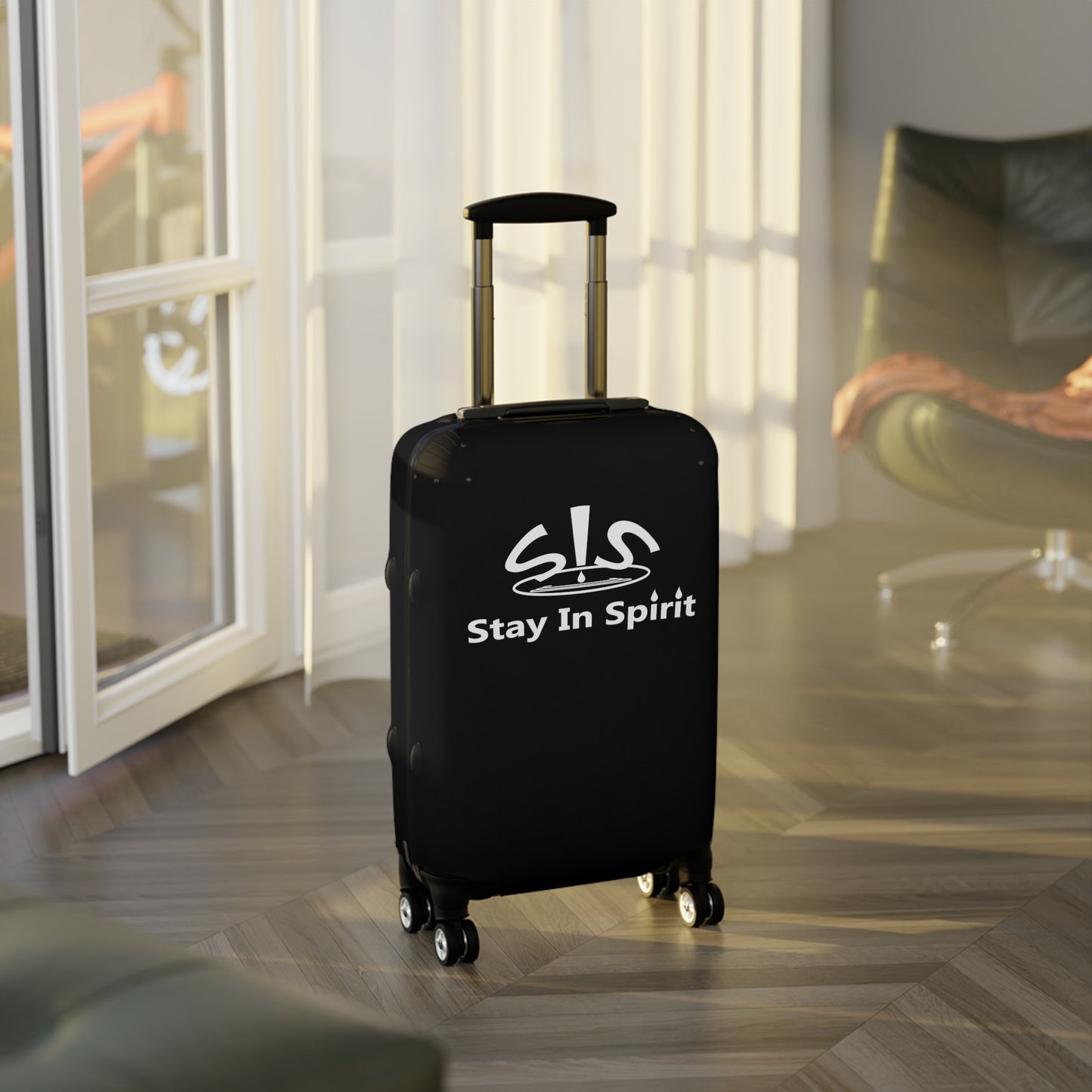 Stay In Spirit Black Luggage Cover - Stay In Spirit Shop
