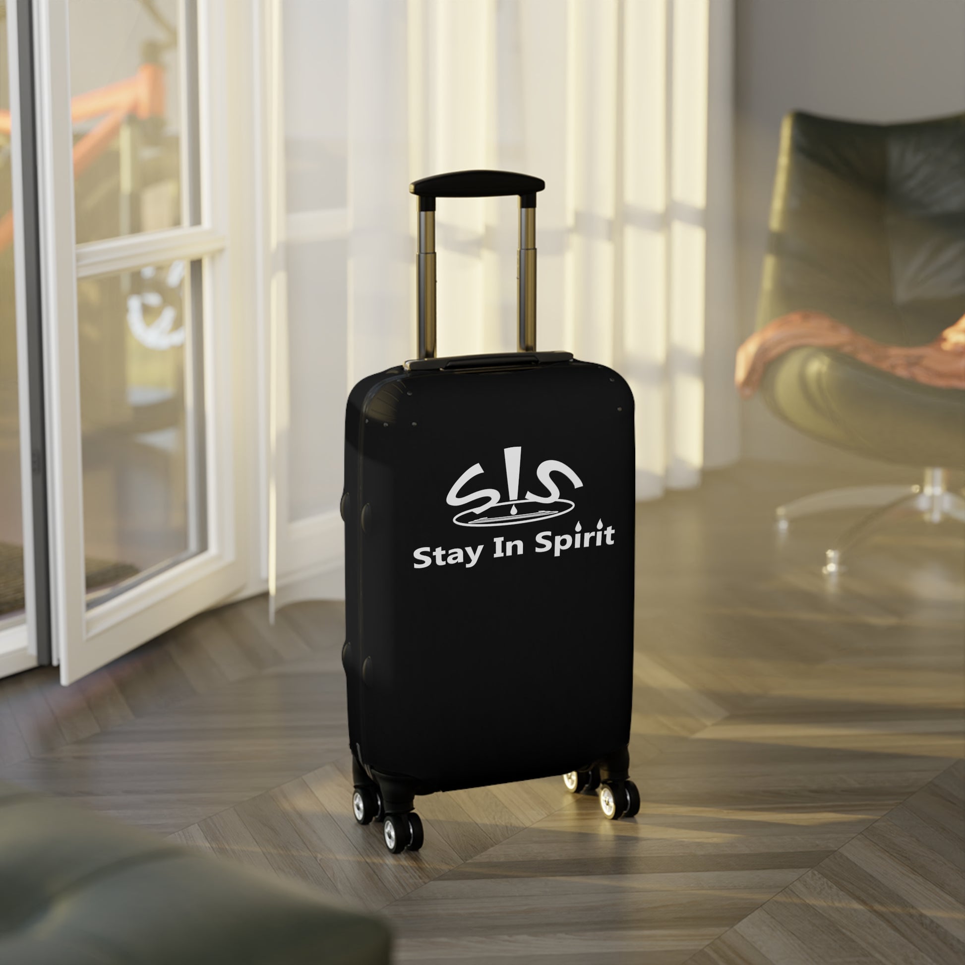 Stay In Spirit Black Luggage Cover - Stay In Spirit Shop