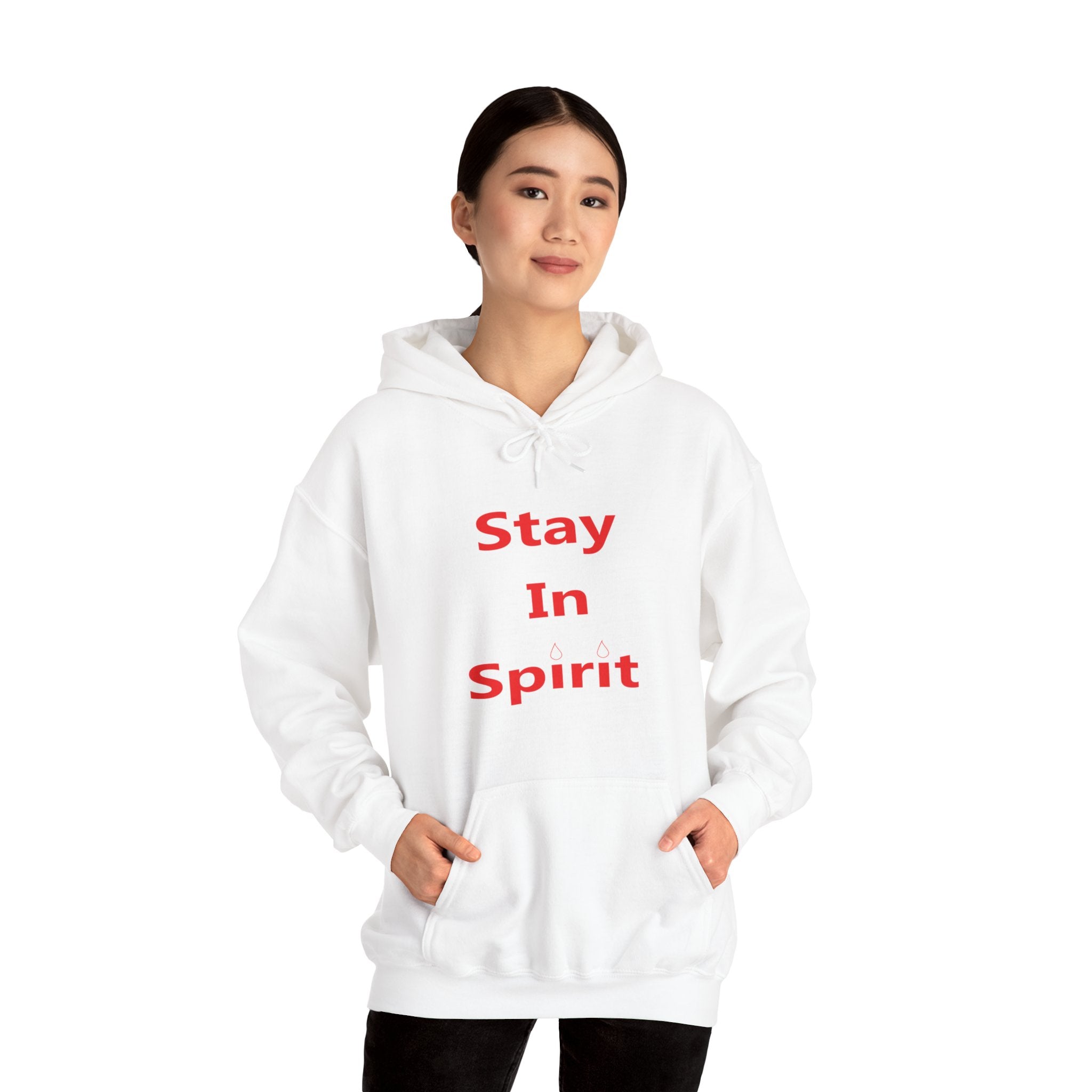 Stay In Spirit Red Lettered Unisex Heavy Blend™ Hooded Sweatshirt