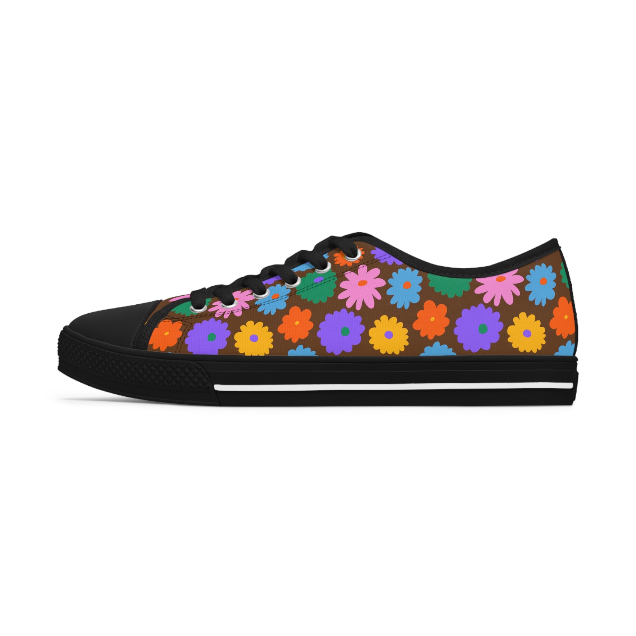 Stay In Spirit Brown Flower Women's Low Top Shoes - Stay In Spirit Shop