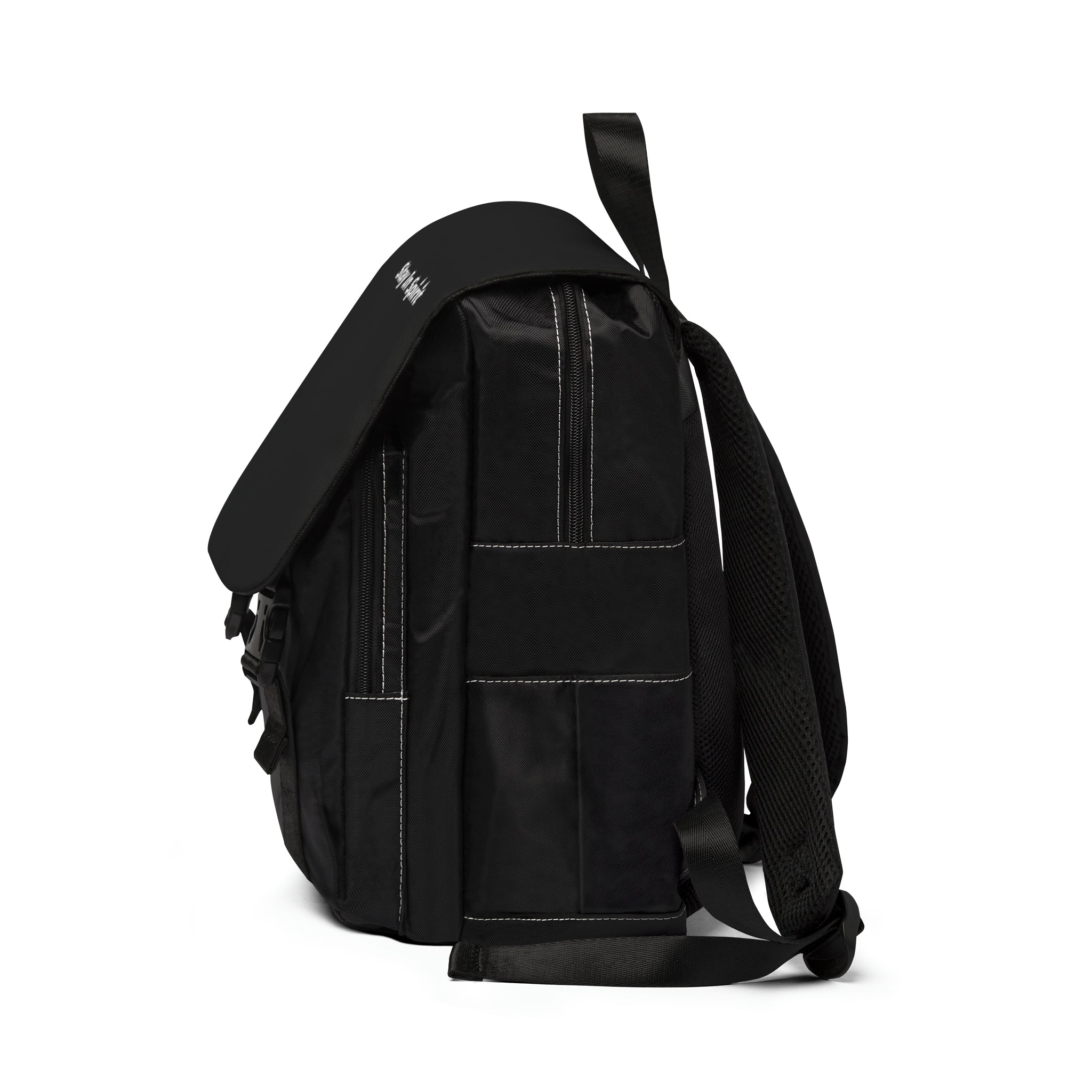 Stay In Spirit Lettered (White) - Black Unisex Casual Shoulder Backpack - Stay In Spirit Shop