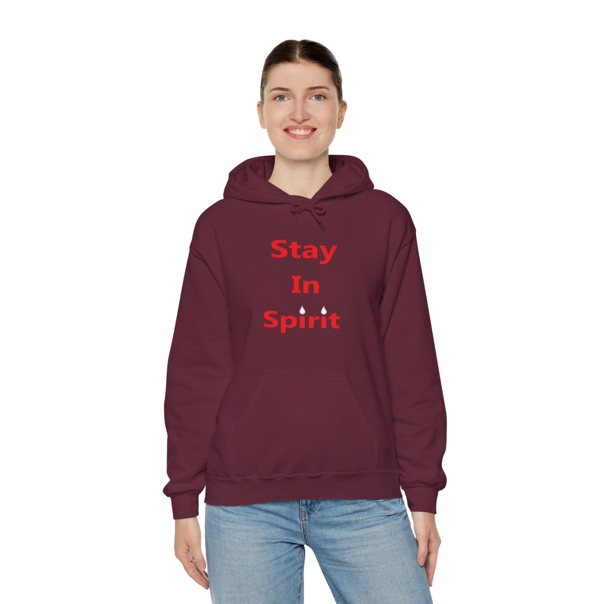 Stay In Spirit Red Lettered Unisex Heavy Blend™ Hooded Sweatshirt