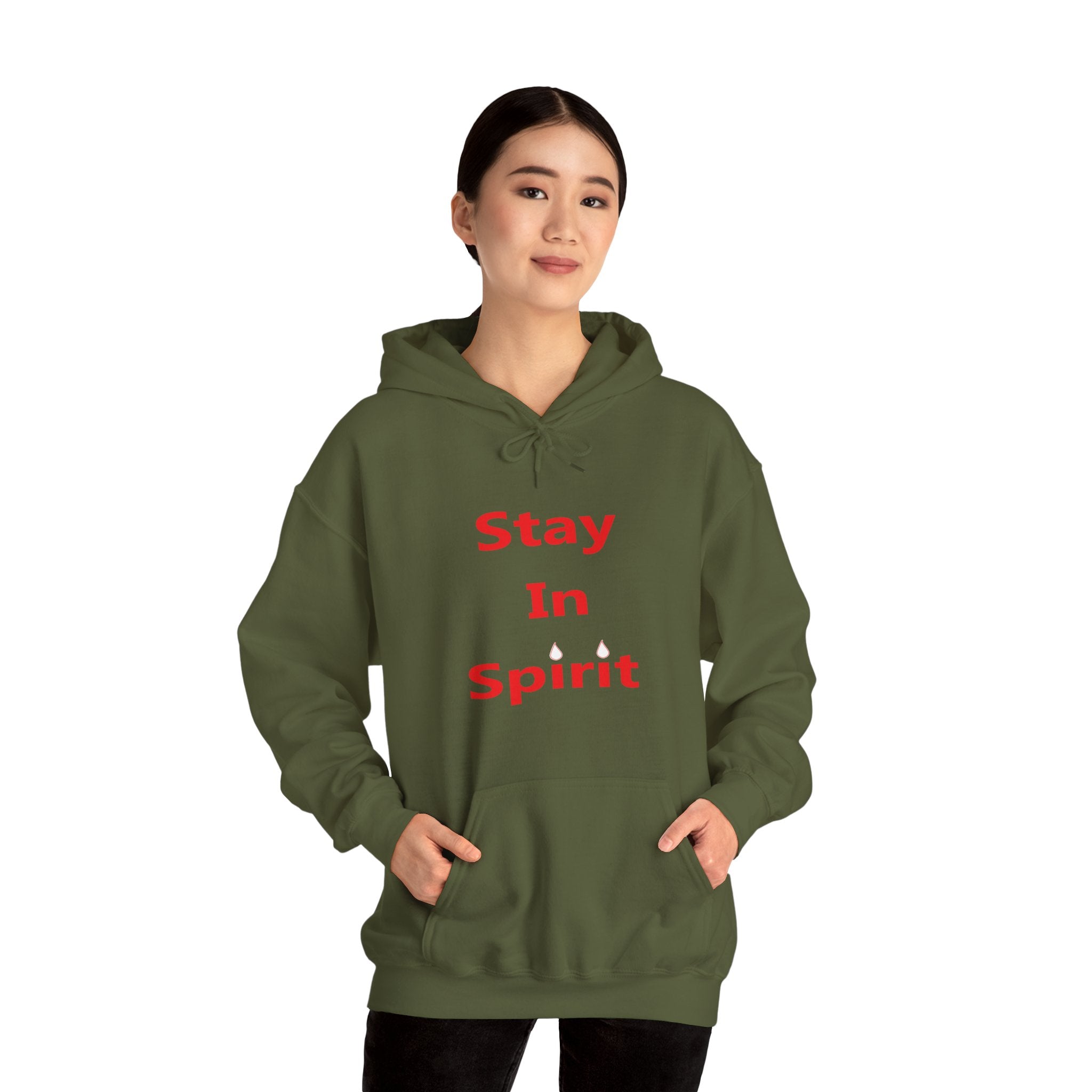 Stay In Spirit Red Lettered Unisex Heavy Blend™ Hooded Sweatshirt