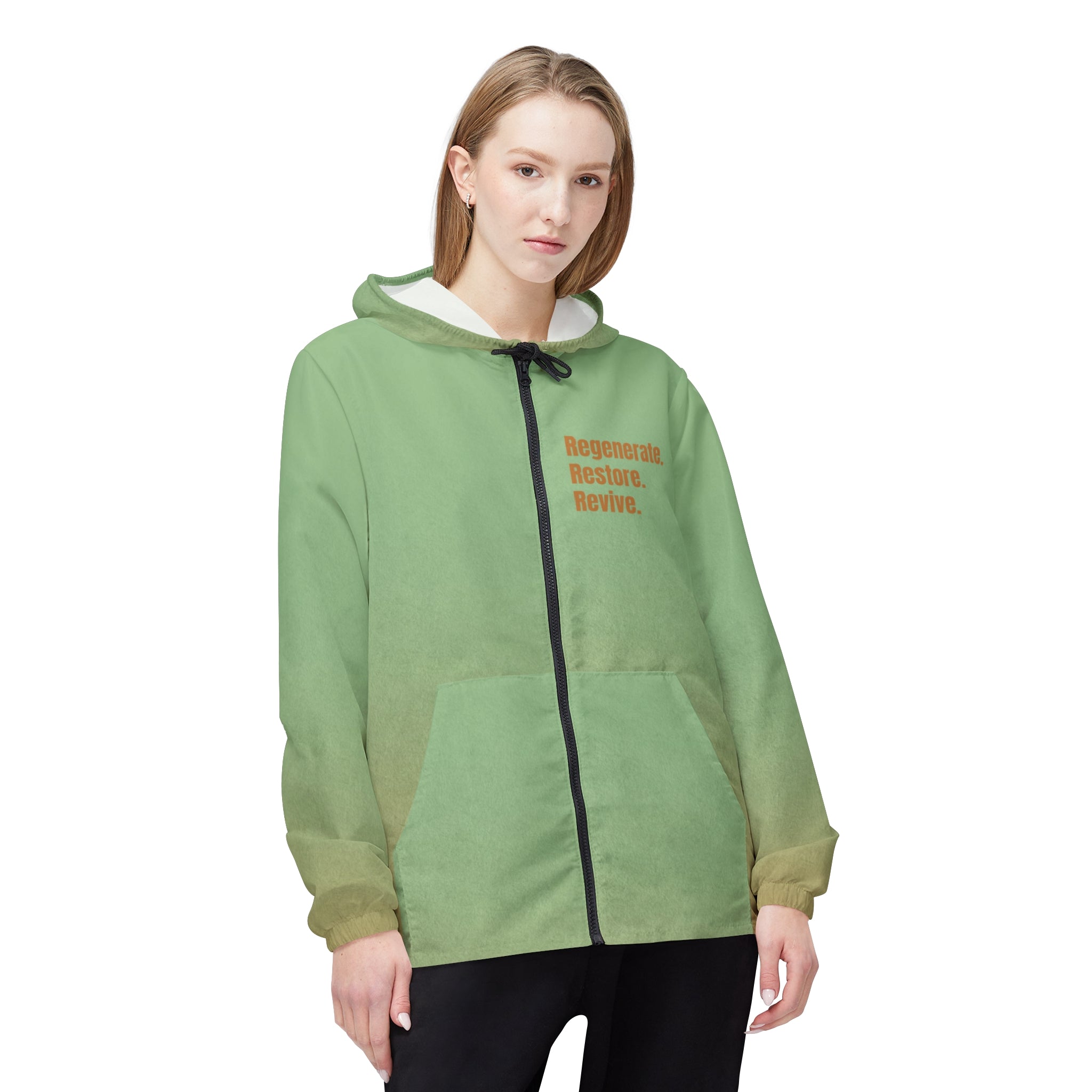 Regenerate Restore Revive Green Brown Windbreaker Jacket - Stay In Spirit Shop