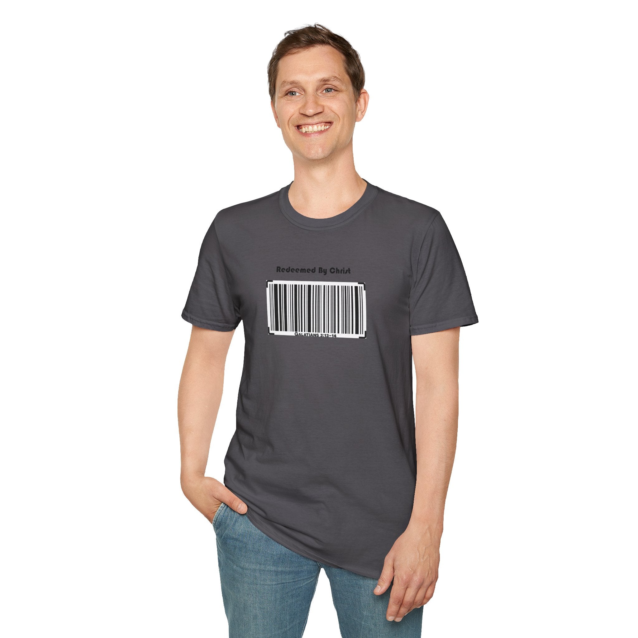 Redeemed by Christ (Black) Unisex Softstyle T-Shirt - Stay In Spirit Shop