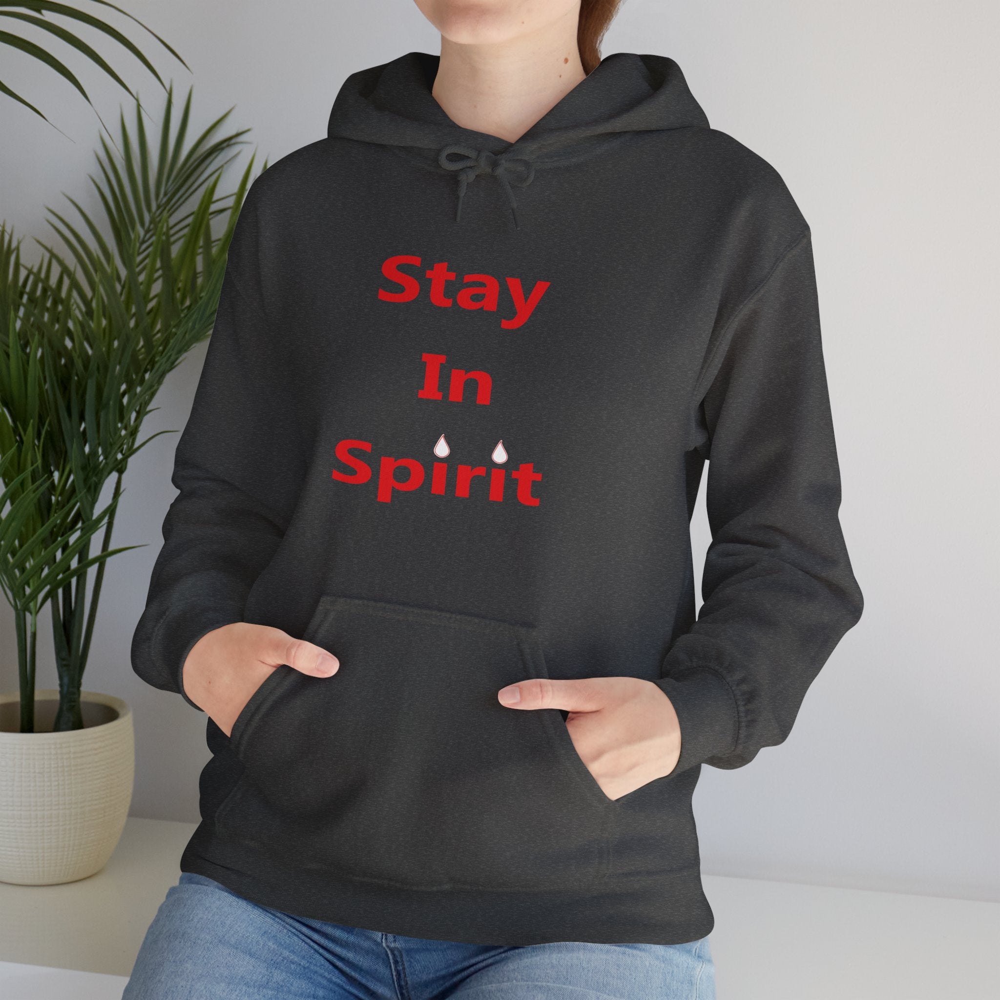 Stay In Spirit Red Lettered Unisex Heavy Blend™ Hooded Sweatshirt