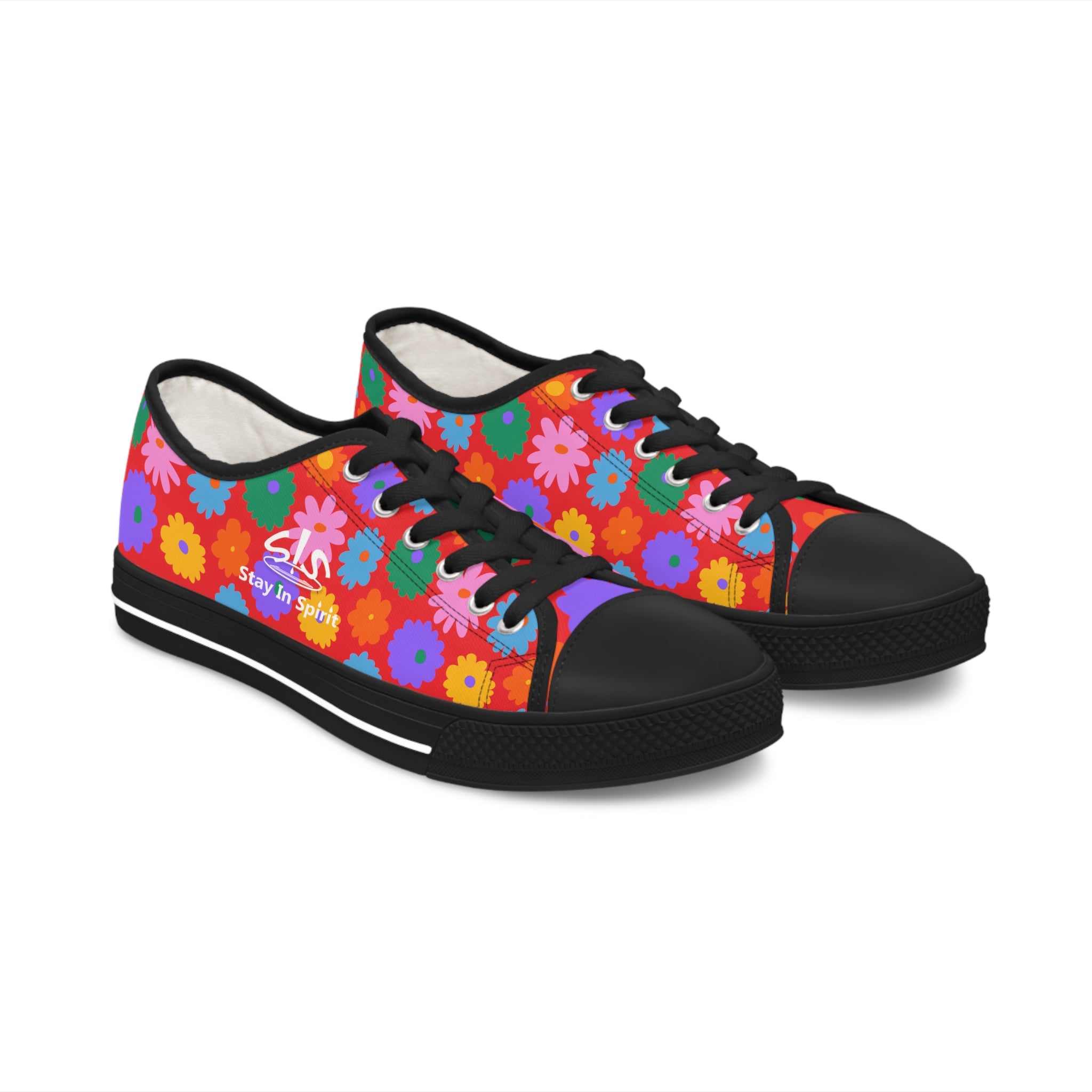 Stay In Spirit Red Flower Women's Low Top Shoes - Stay In Spirit Shop