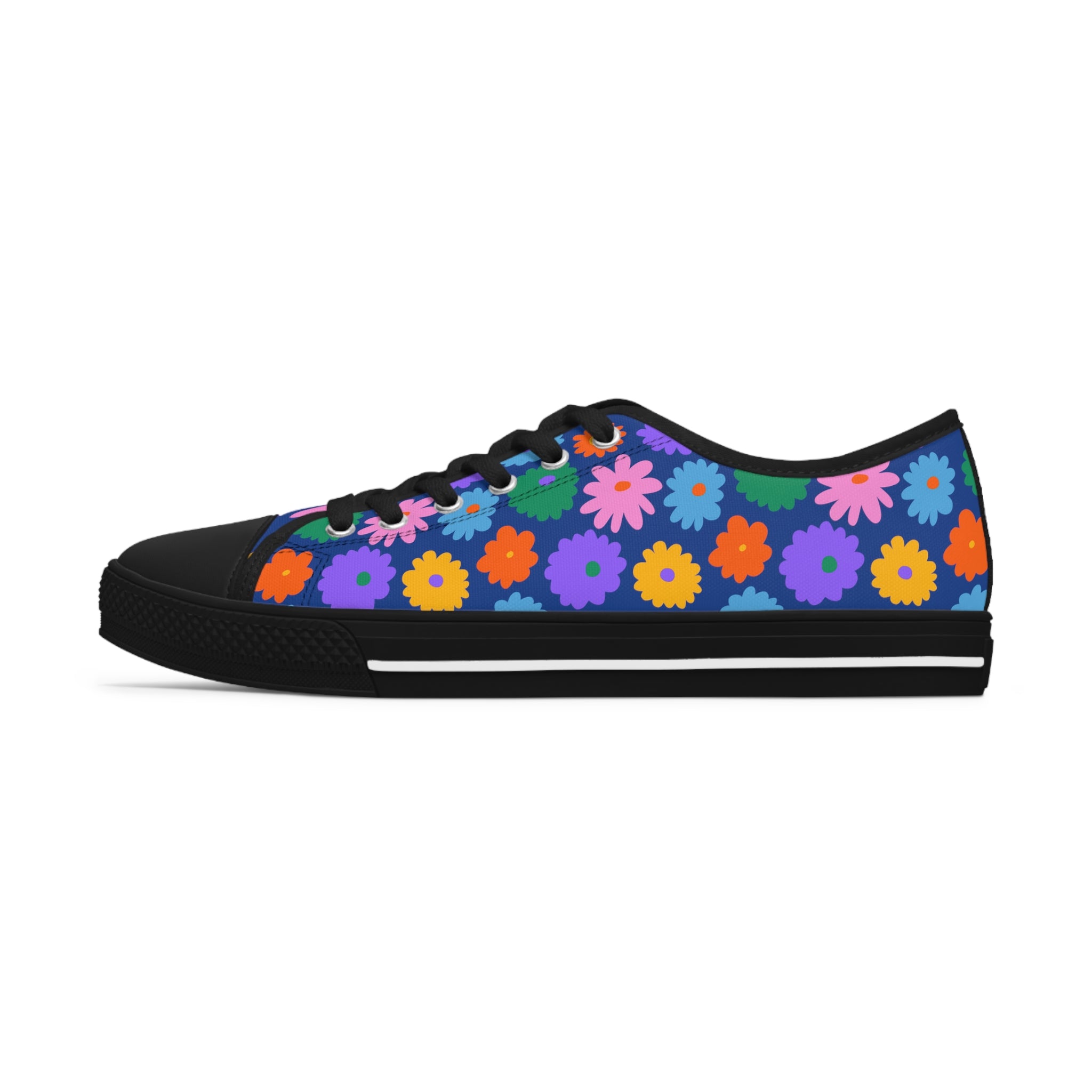 Stay In Spirit Dark Blue Flower Women's Low Top Shoes - Stay In Spirit Shop