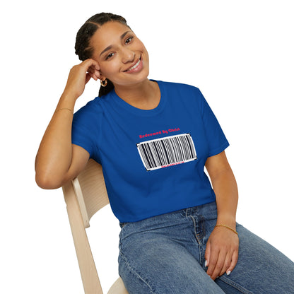 Redeemed By Christ (Red/Black) Unisex Softstyle T-Shirt - Stay In Spirit Shop
