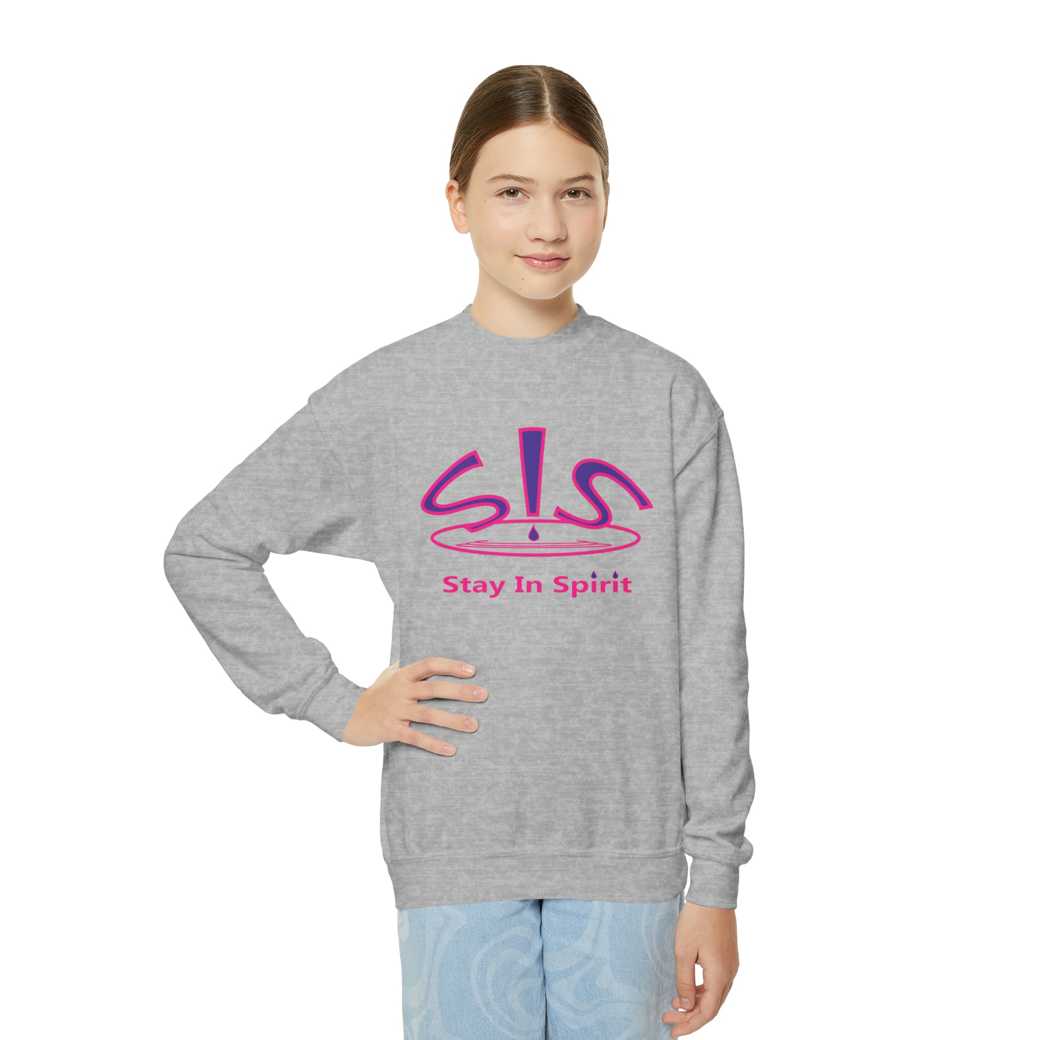 Stay In Spirit Logo (Purple/Pink) Youth Crewneck Sweatshirt - Stay In Spirit Shop