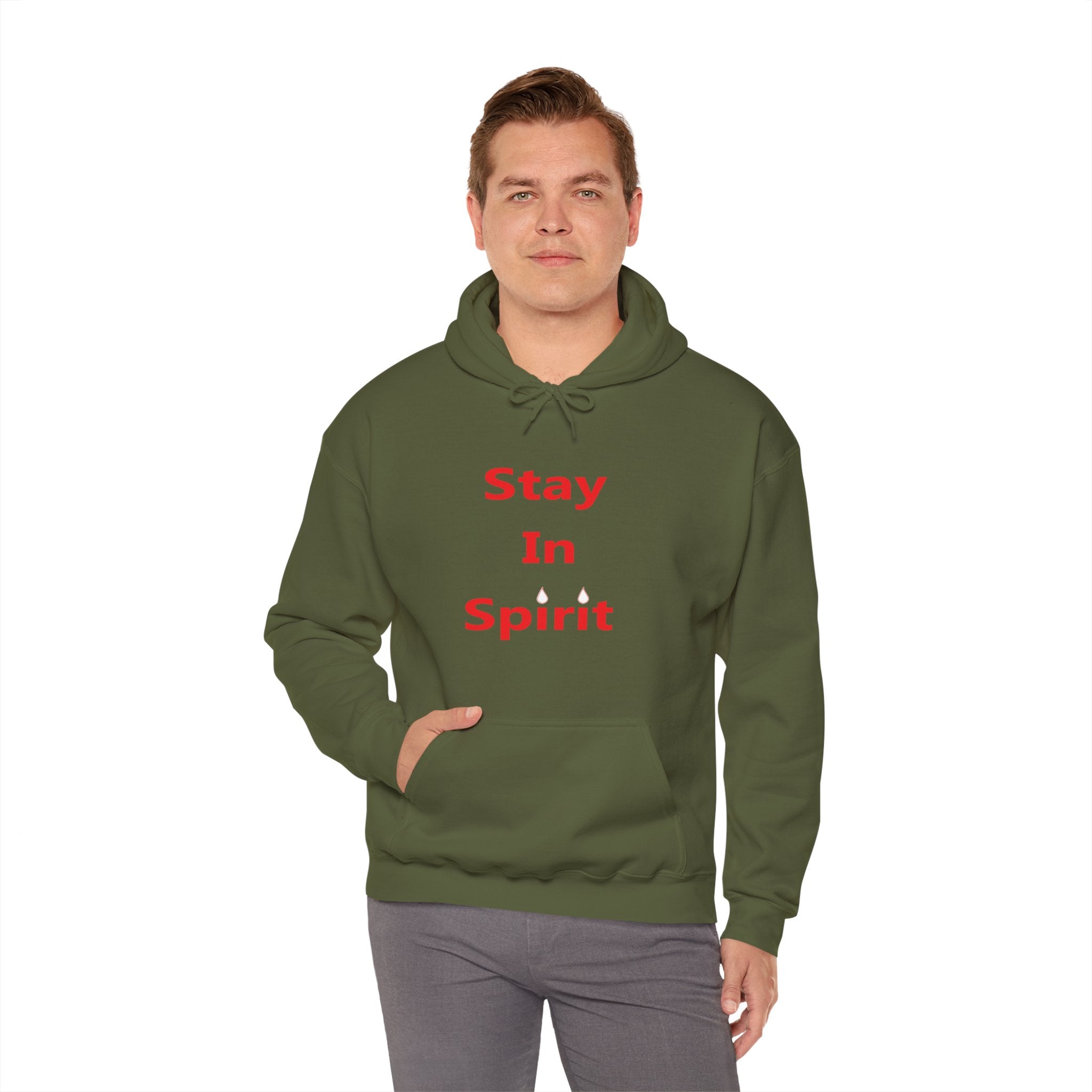 Stay In Spirit Red Lettered Unisex Heavy Blend™ Hooded Sweatshirt