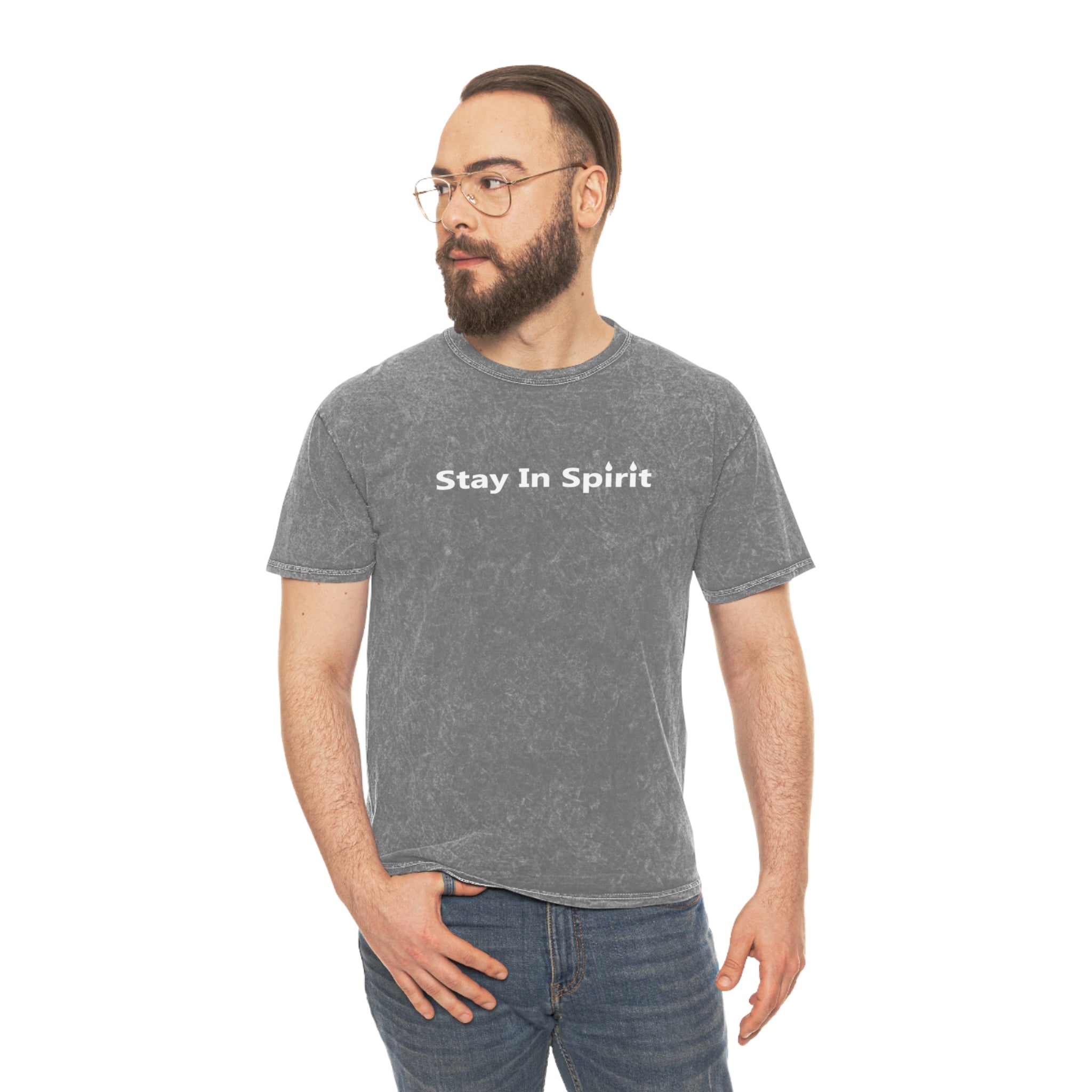 Stay In Spirit White Lettered Unisex Mineral Wash T-Shirt - Stay In Spirit Shop