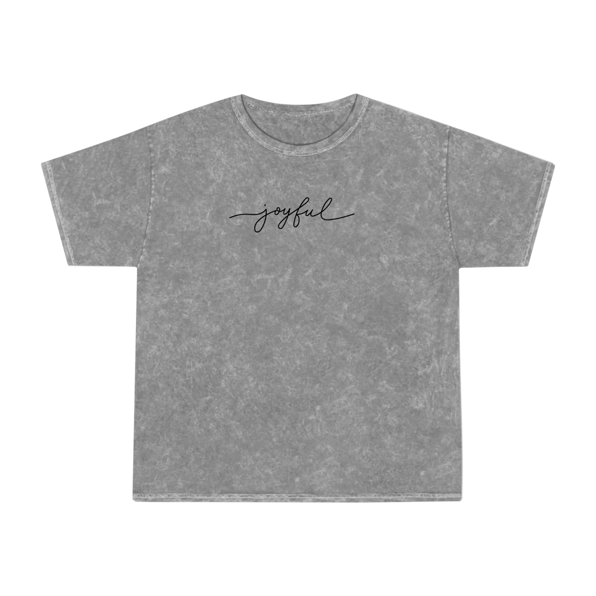 Joyful Lettered (Black) Unisex Mineral Wash T-Shirt (Gray) - Stay In Spirit Shop