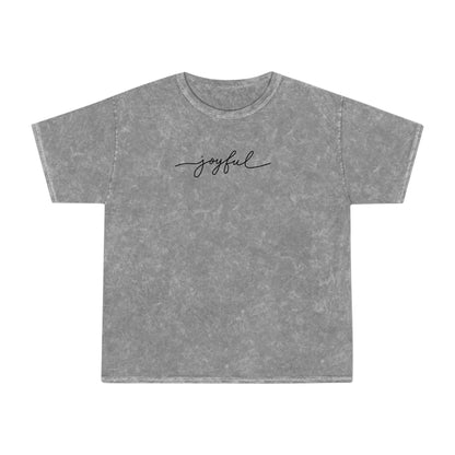 Joyful Lettered (Black) Unisex Mineral Wash T-Shirt (Gray) - Stay In Spirit Shop
