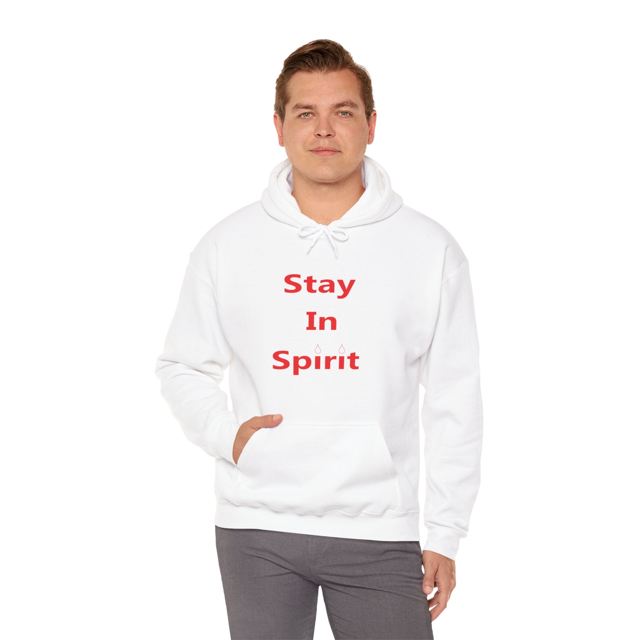 Stay In Spirit Red Lettered Unisex Heavy Blend™ Hooded Sweatshirt