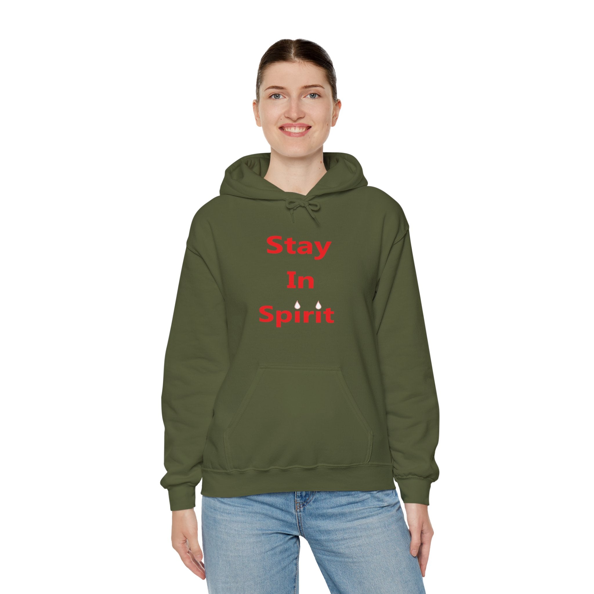 Stay In Spirit Red Lettered Unisex Heavy Blend™ Hooded Sweatshirt