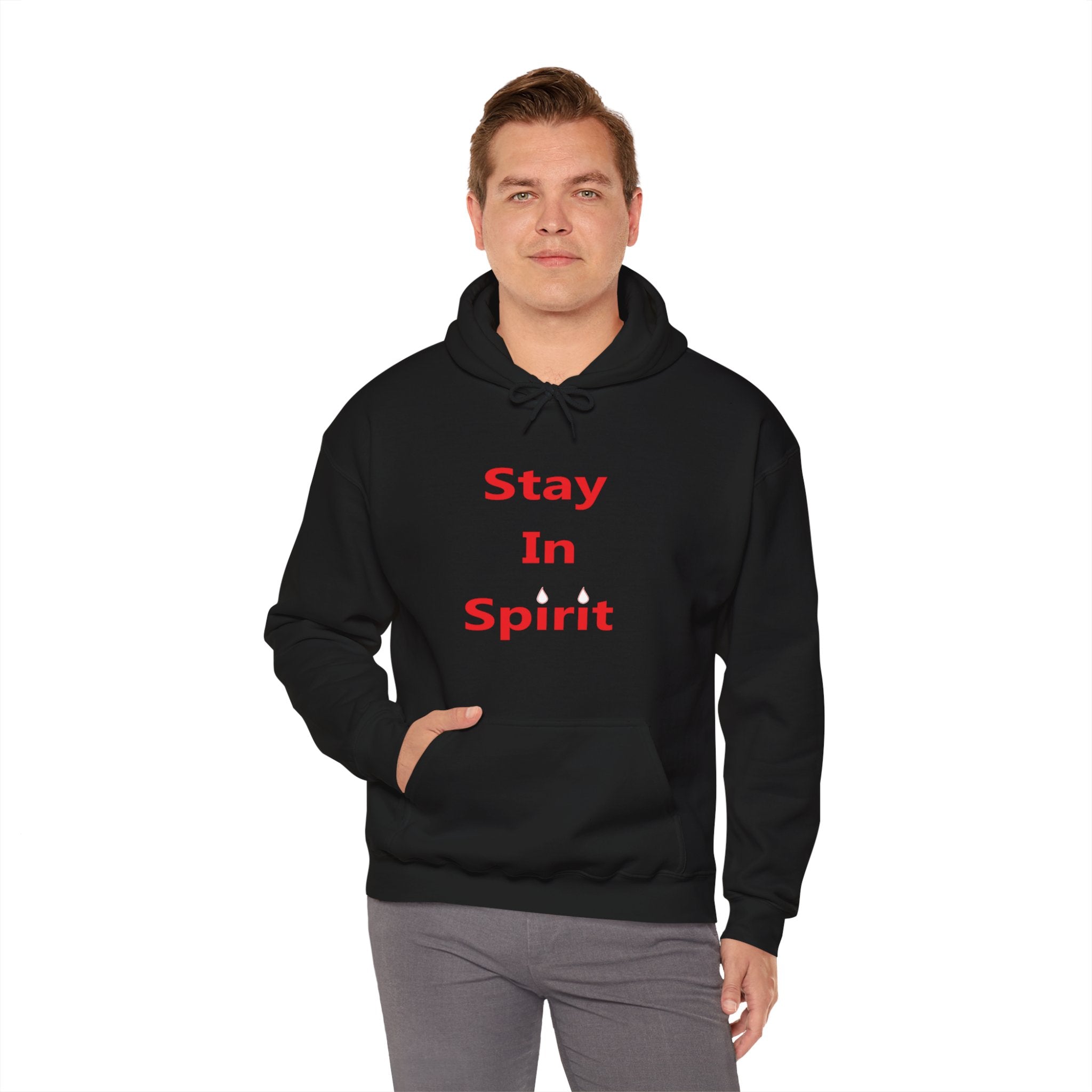 Stay In Spirit Red Lettered Unisex Heavy Blend™ Hooded Sweatshirt