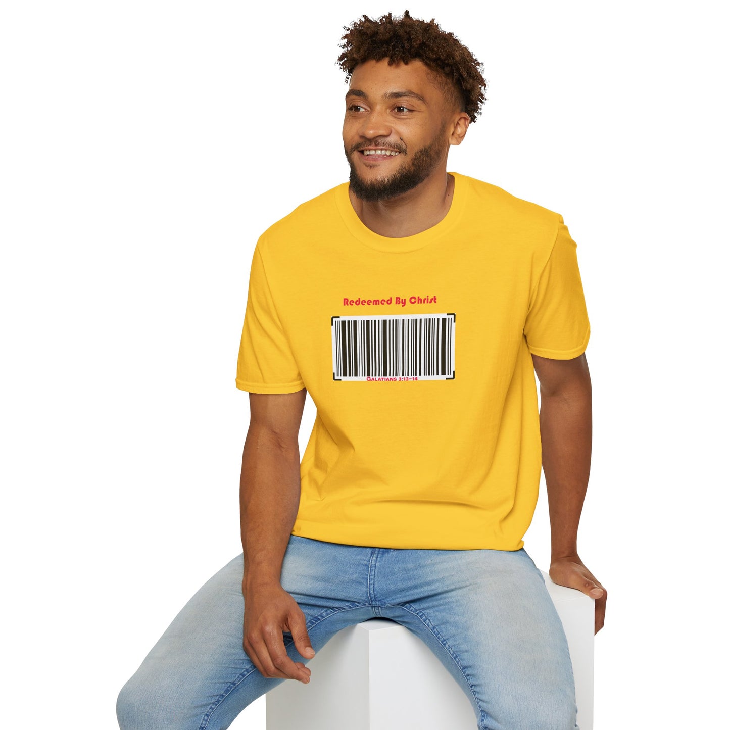 Redeemed By Christ (Red/Black) Unisex Softstyle T-Shirt - Stay In Spirit Shop