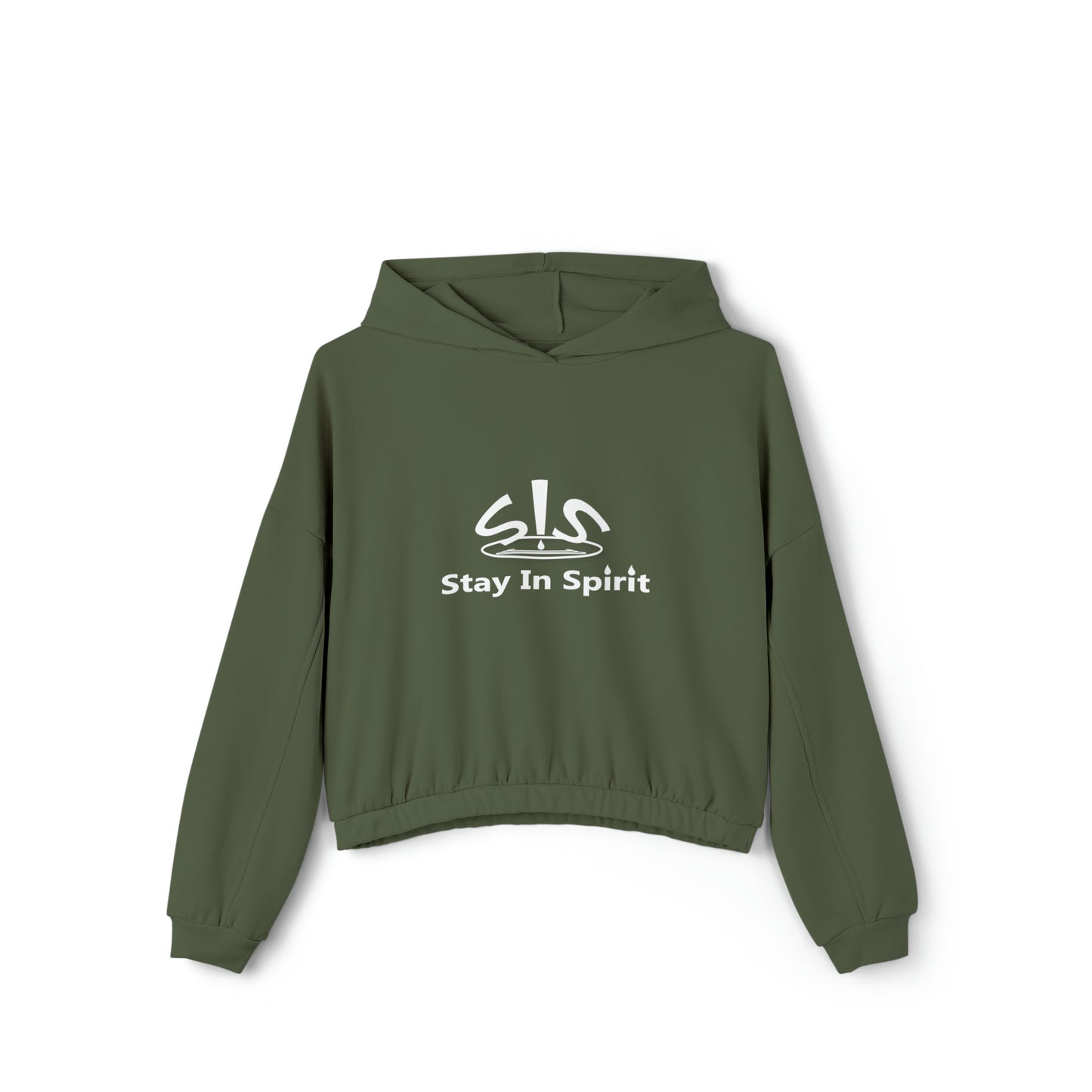 Women's Stay In Spirit White Logo Cinched Bottom Hoodie - Stay In Spirit Shop