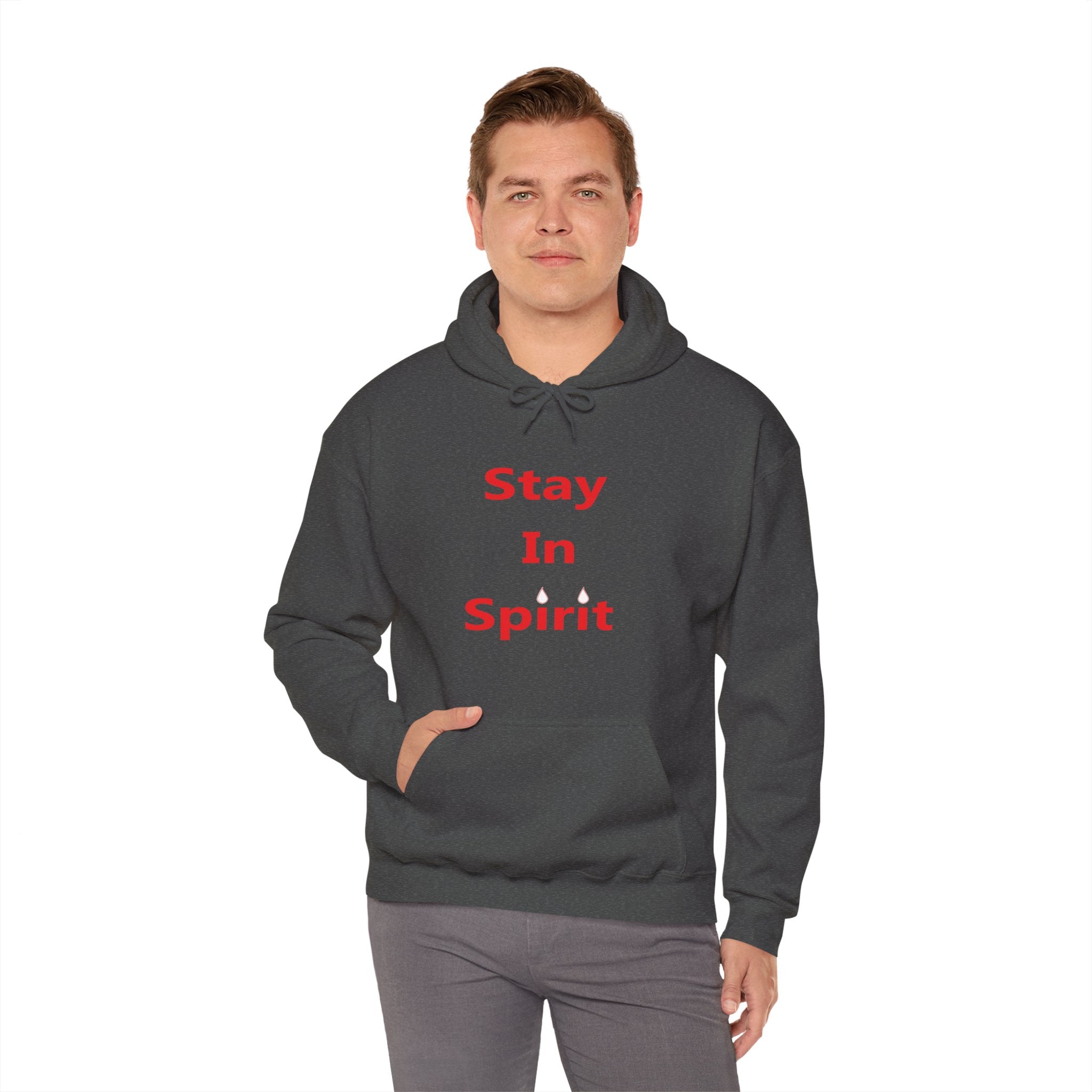 Stay In Spirit Red Lettered Unisex Heavy Blend™ Hooded Sweatshirt