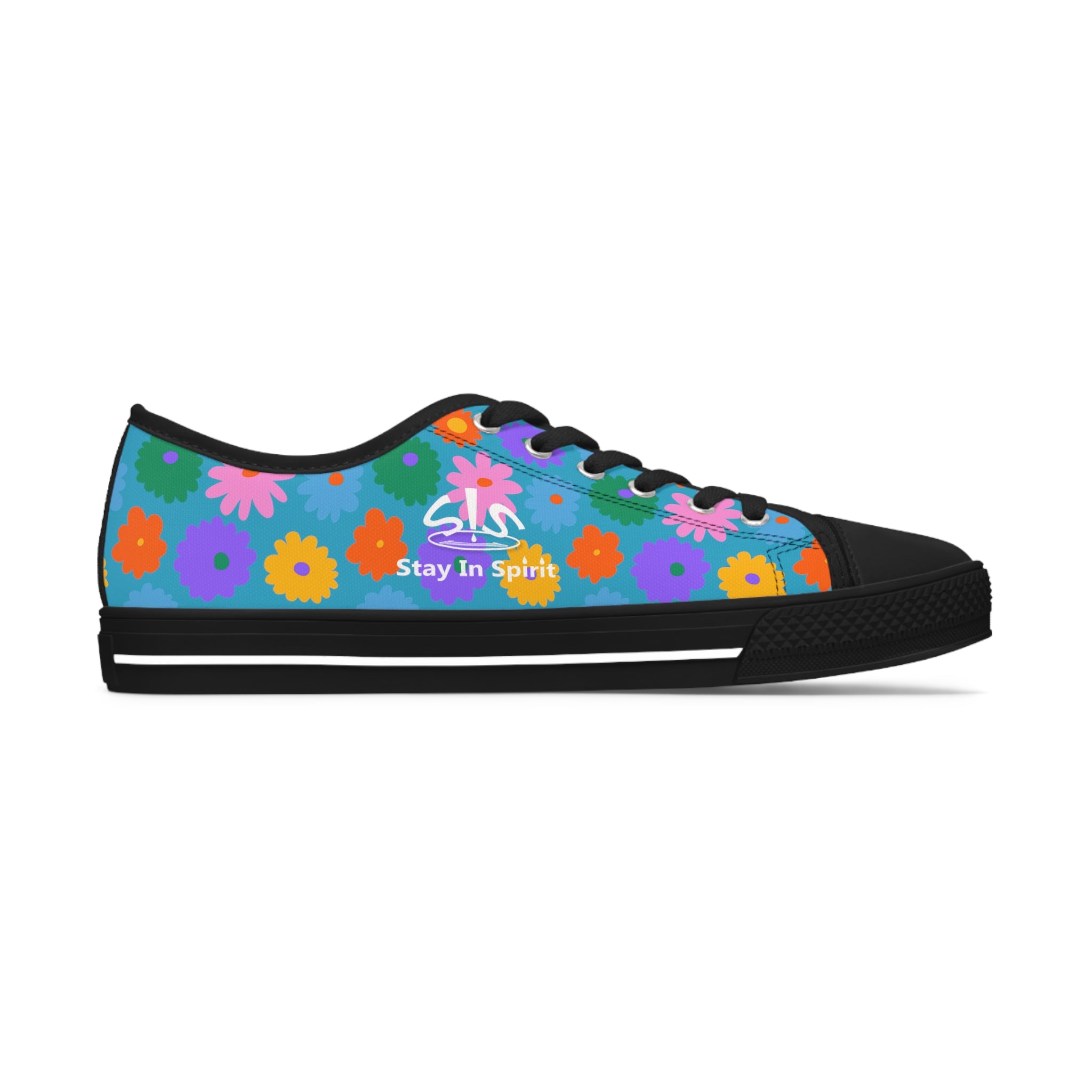 Stay In Spirit Turquoise Flower Women's Low Top Shoes - Stay In Spirit Shop