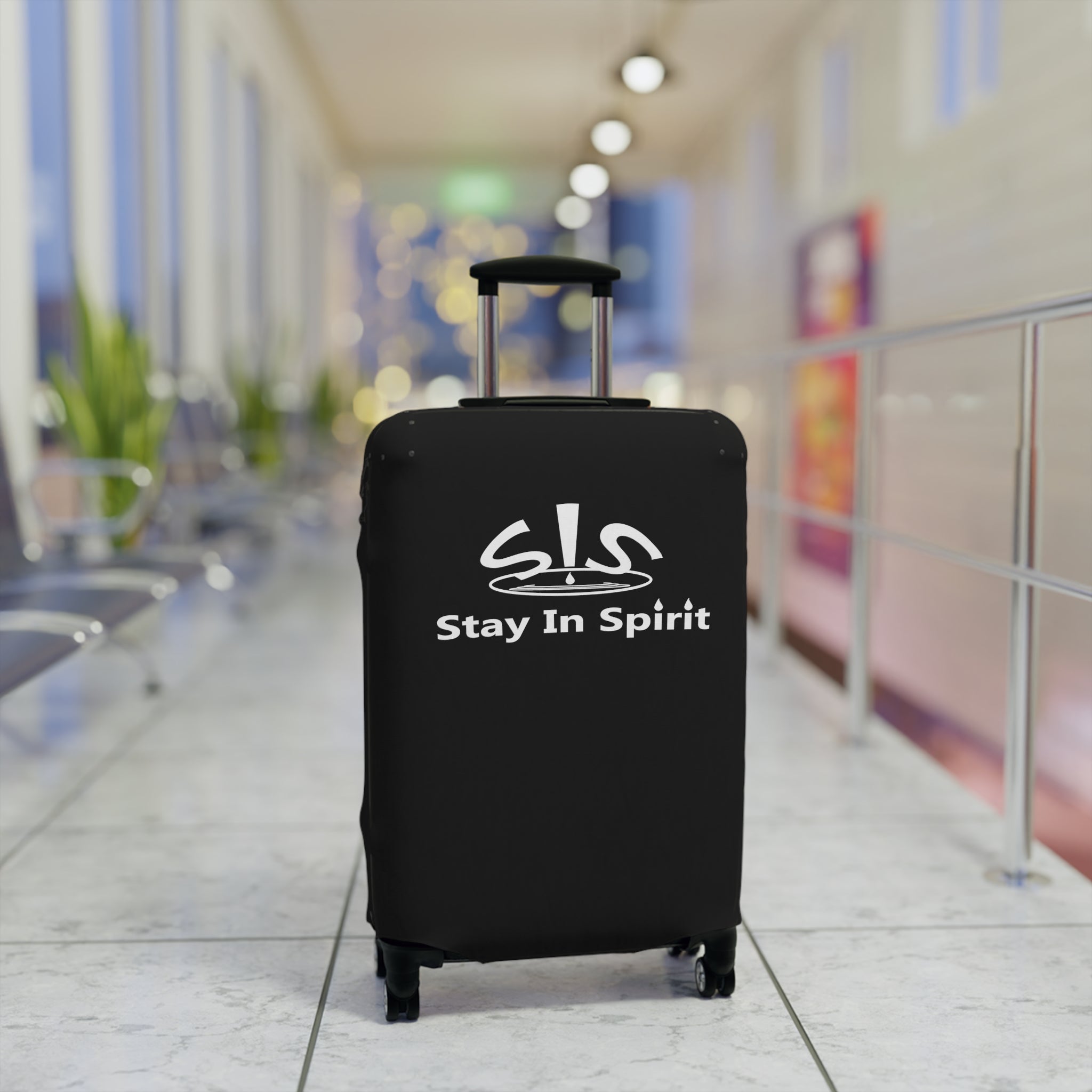 Stay In Spirit Black Luggage Cover - Stay In Spirit Shop