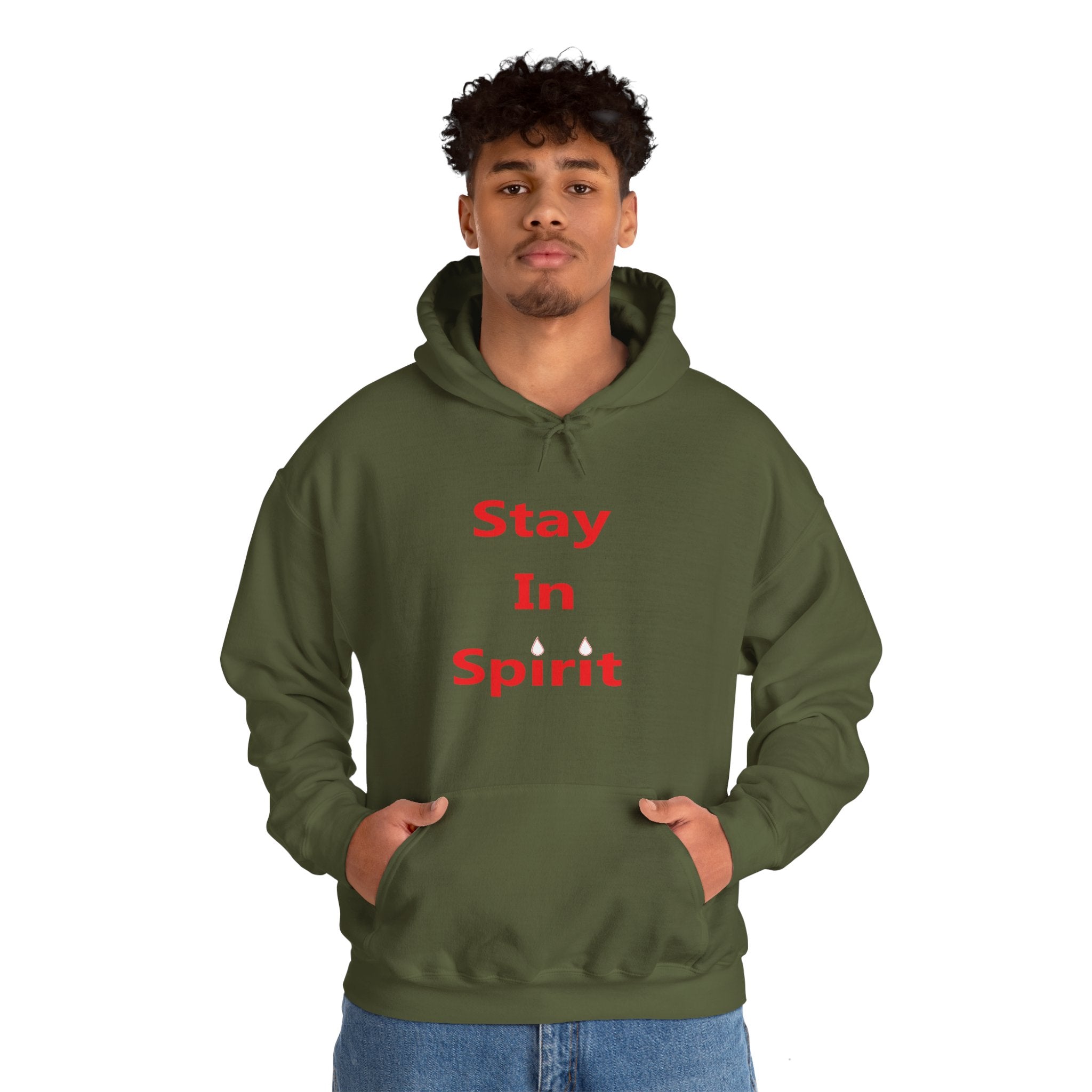 Stay In Spirit Red Lettered Unisex Heavy Blend™ Hooded Sweatshirt