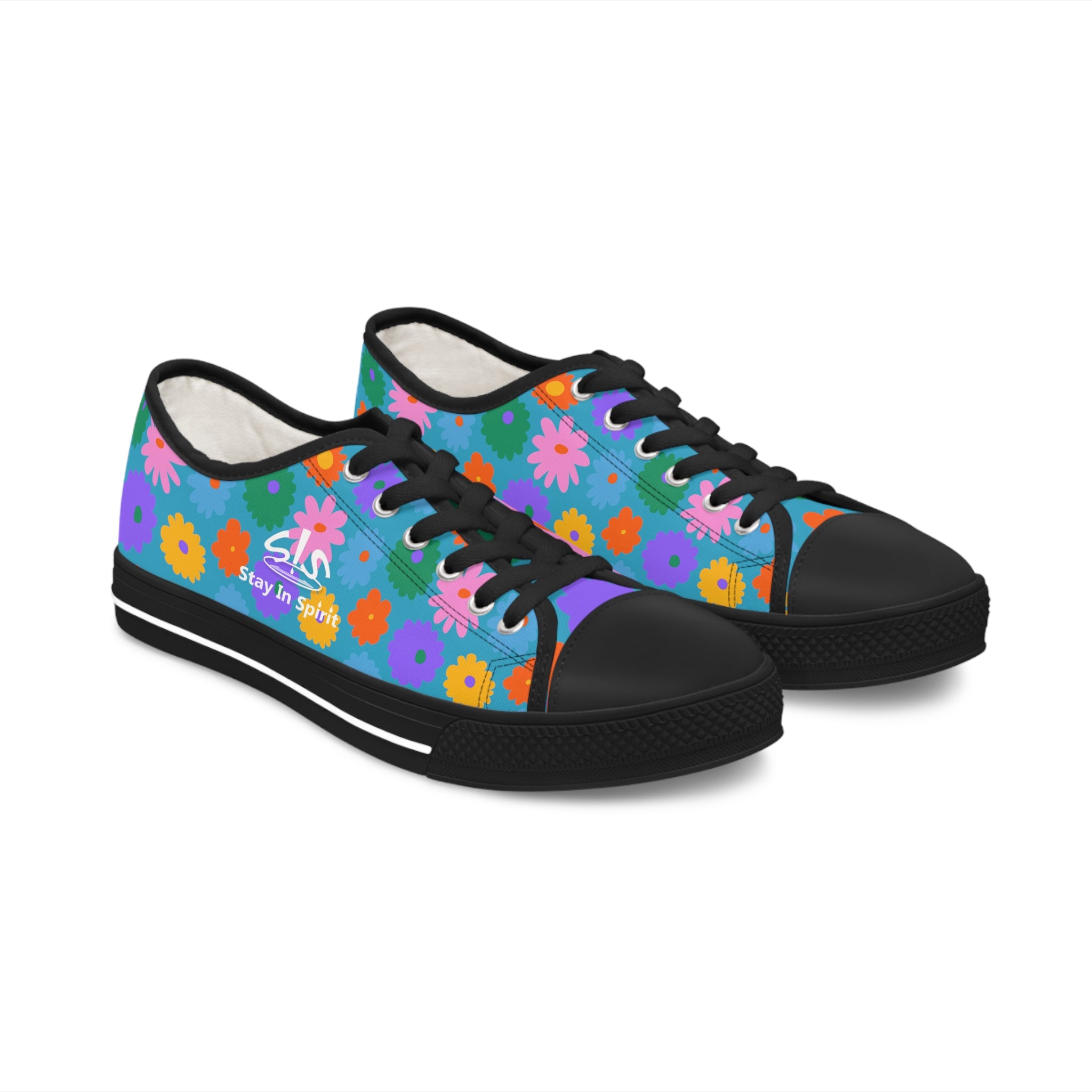 Stay In Spirit Turquoise Flower Women's Low Top Shoes - Stay In Spirit Shop