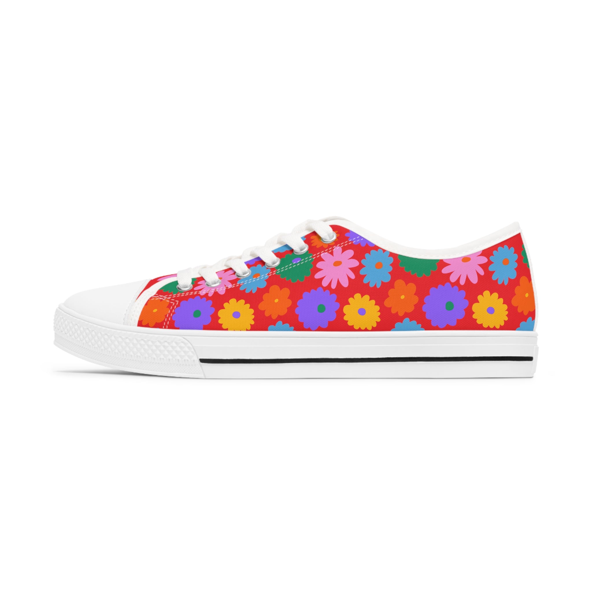 Stay In Spirit Red Flower Women's Low Top Shoes - Stay In Spirit Shop