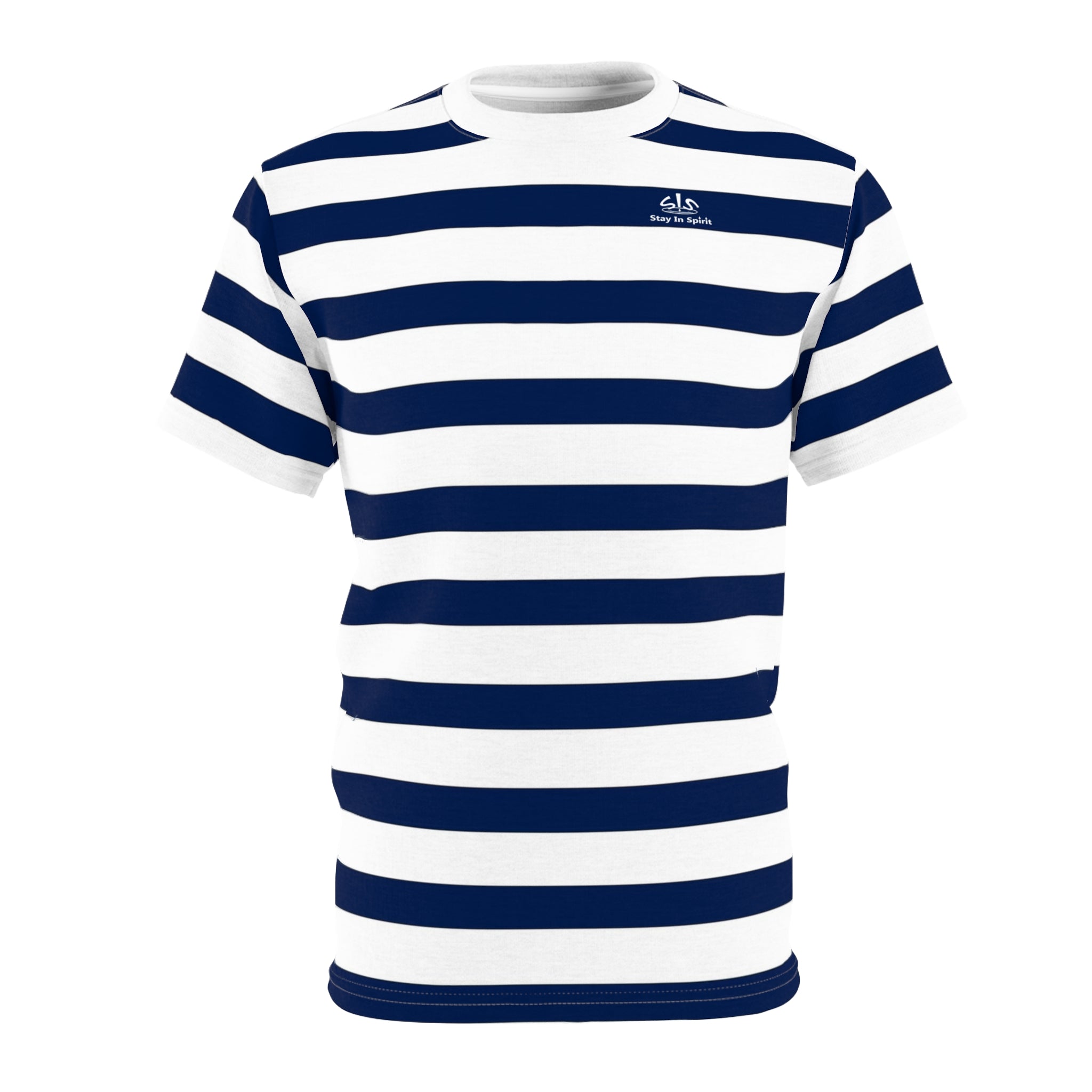 Stay In Spirit Navy Blue Striped Unisex Tee - Stay In Spirit Shop