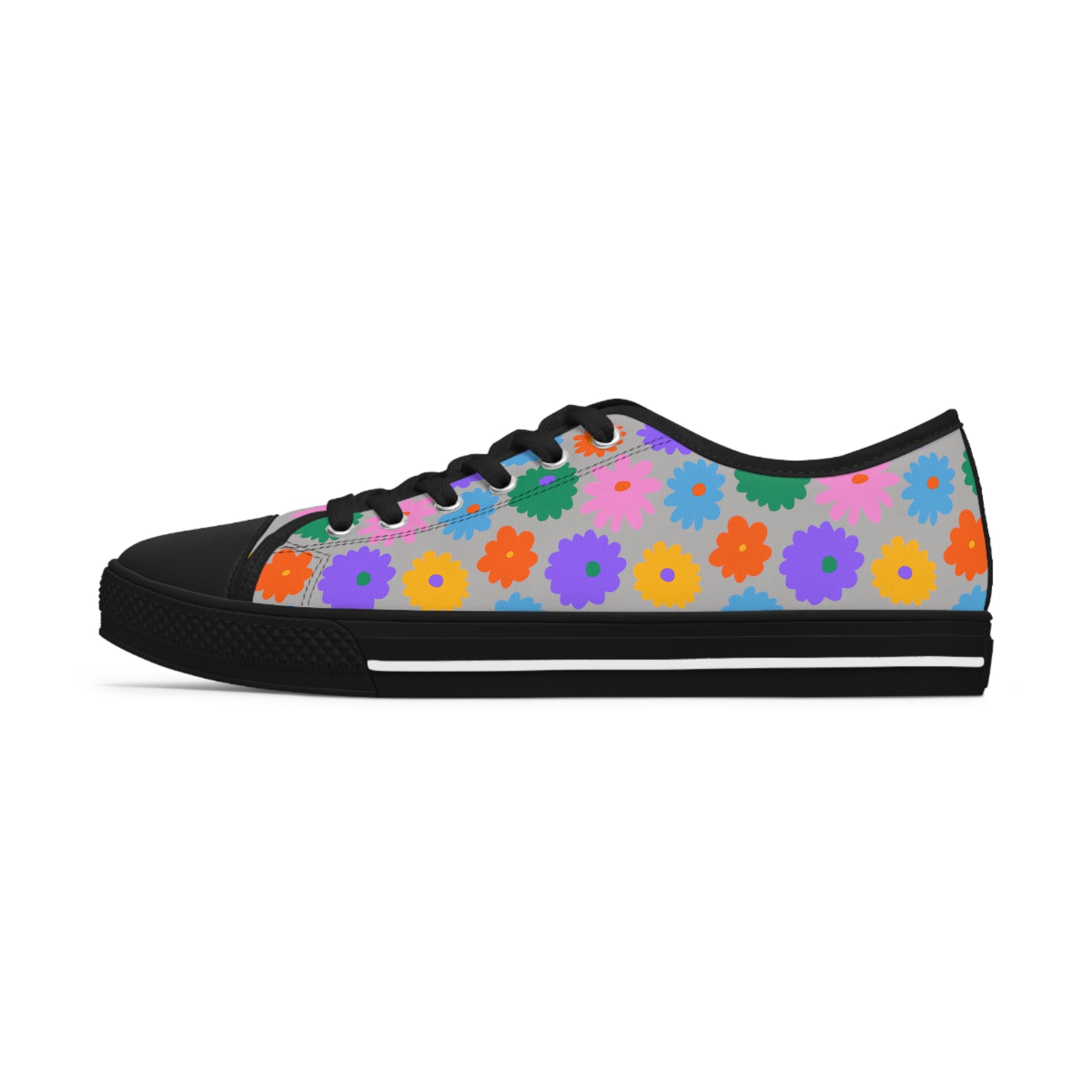 Stay In Spirit Gray Flower Women's Low Top Shoes - Stay In Spirit Shop